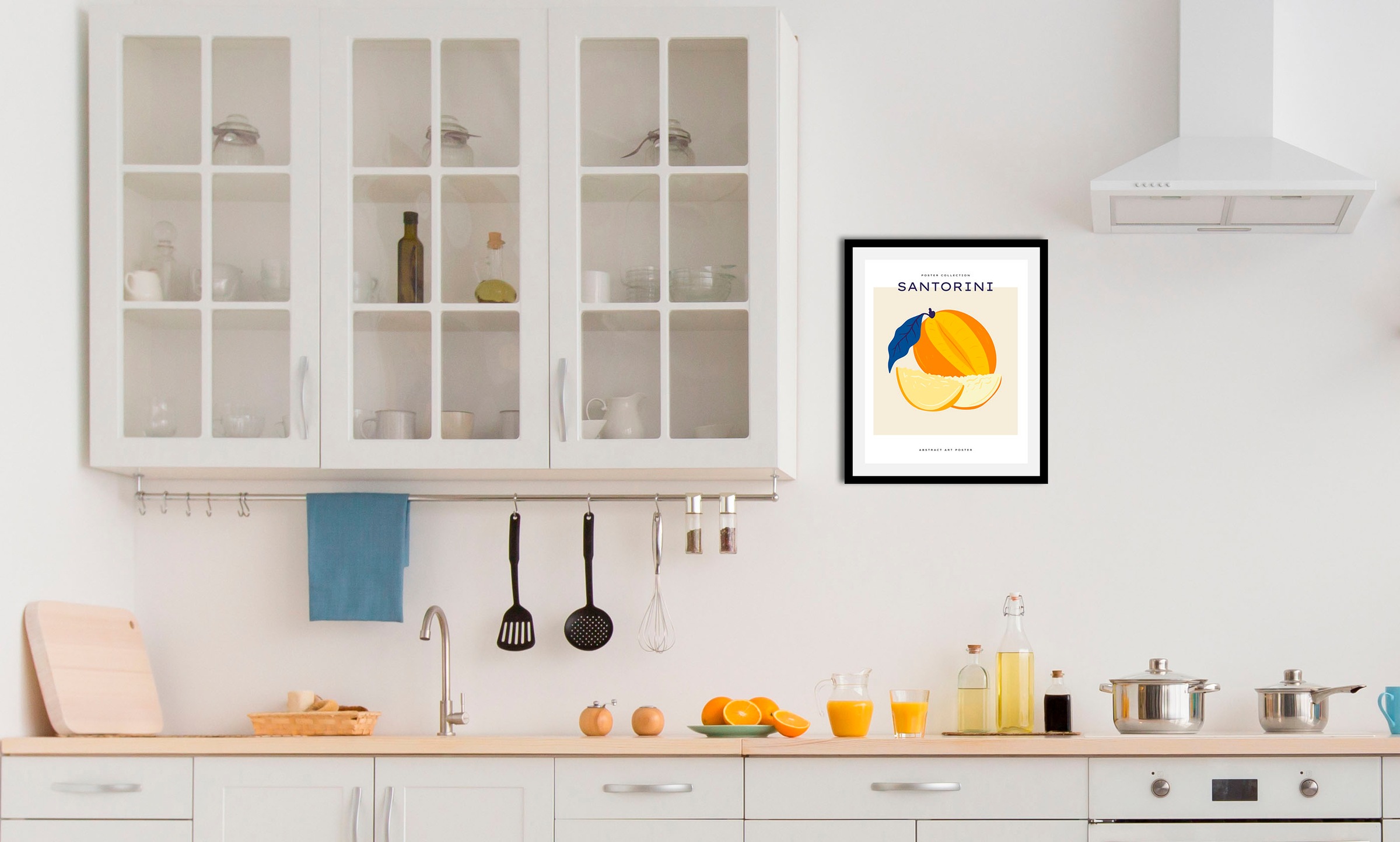 Image of queence Bild "Santorini" Abstrakt Essen Figuren Kunst Lebensmittel Obst Obst Bilder 1 Stk. tlg. gerahmt