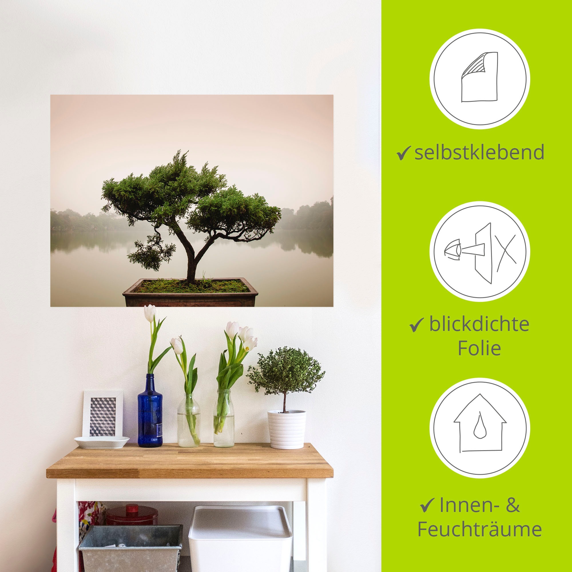 Artland Wandbild »Chinesischer Bonsaibaum«, Bäume, (1 St.), als Alubild, Outdoorbild, Leinwandbild, Poster, Wandaufkleber