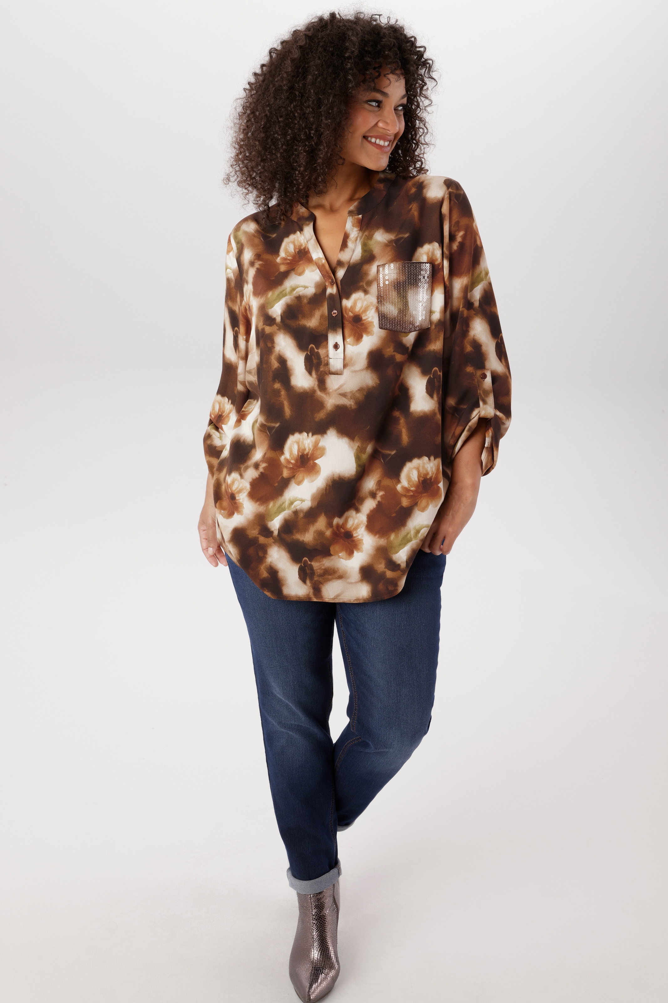 Aniston PLUS Blouse à enfiler Avec sequins sur la poche poitrine - NOUVELLE COLLECTION