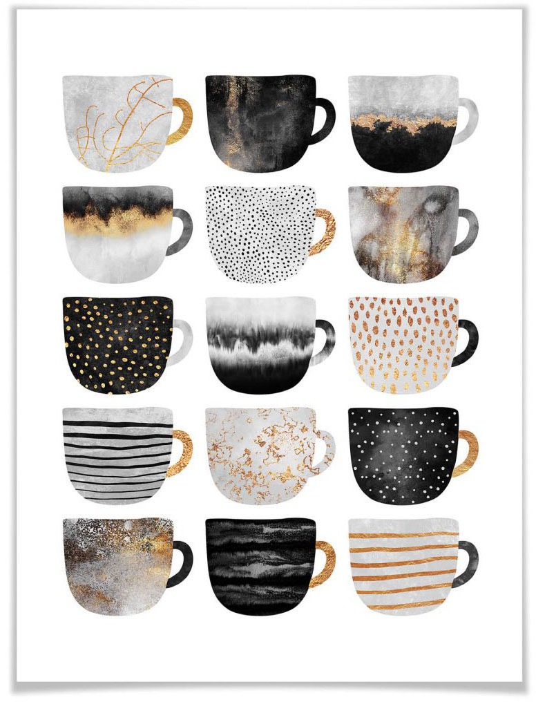 Image of Wall-Art Poster »Kaffeetassen Schwarz Gold«, Geschirr & Besteck, (1 St.) bei Ackermann Versand Schweiz