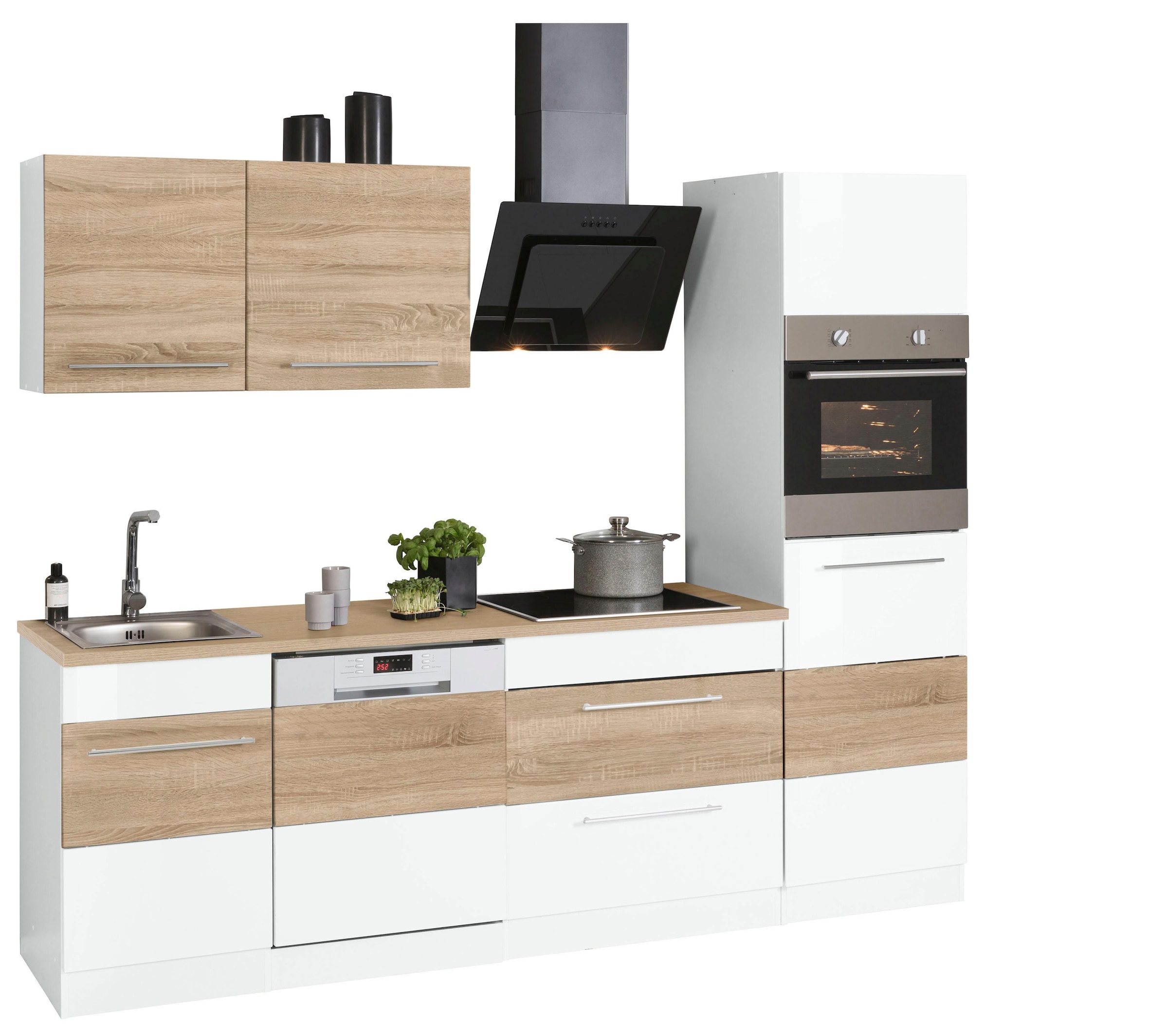 KOCHSTATION Kitchenette »KS-Trient« Largeur 250 cm, au choix avec appareils électriques, avec plan de travail