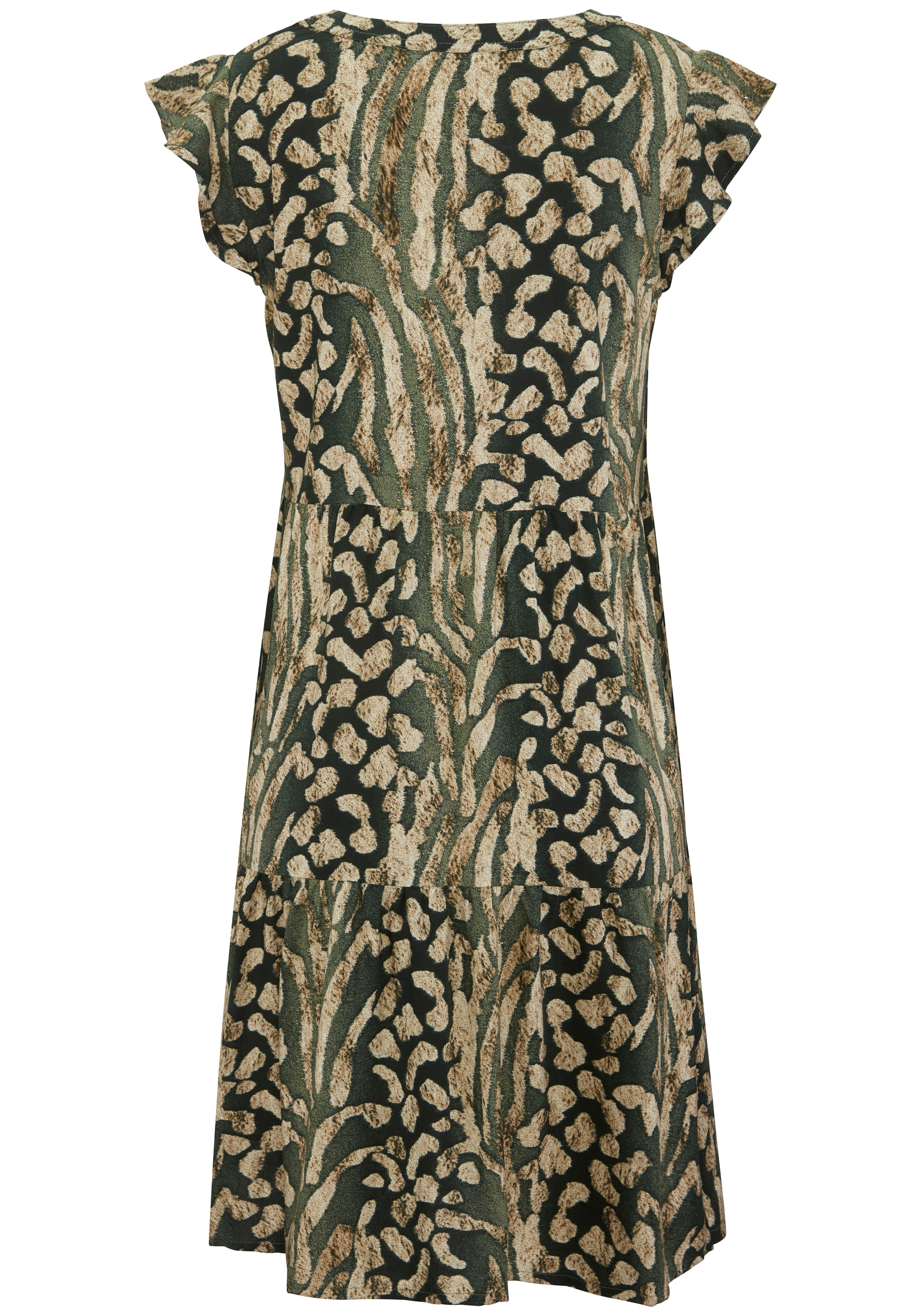 LASCANA Sommerkleid »mit Animalprint und süssen Flügelärmeln aus gewebter Viskose« Ohne Taschen Luftiges Sommerkleid, Strandkleid, Tunikakleid, Blusenkleid, Festival