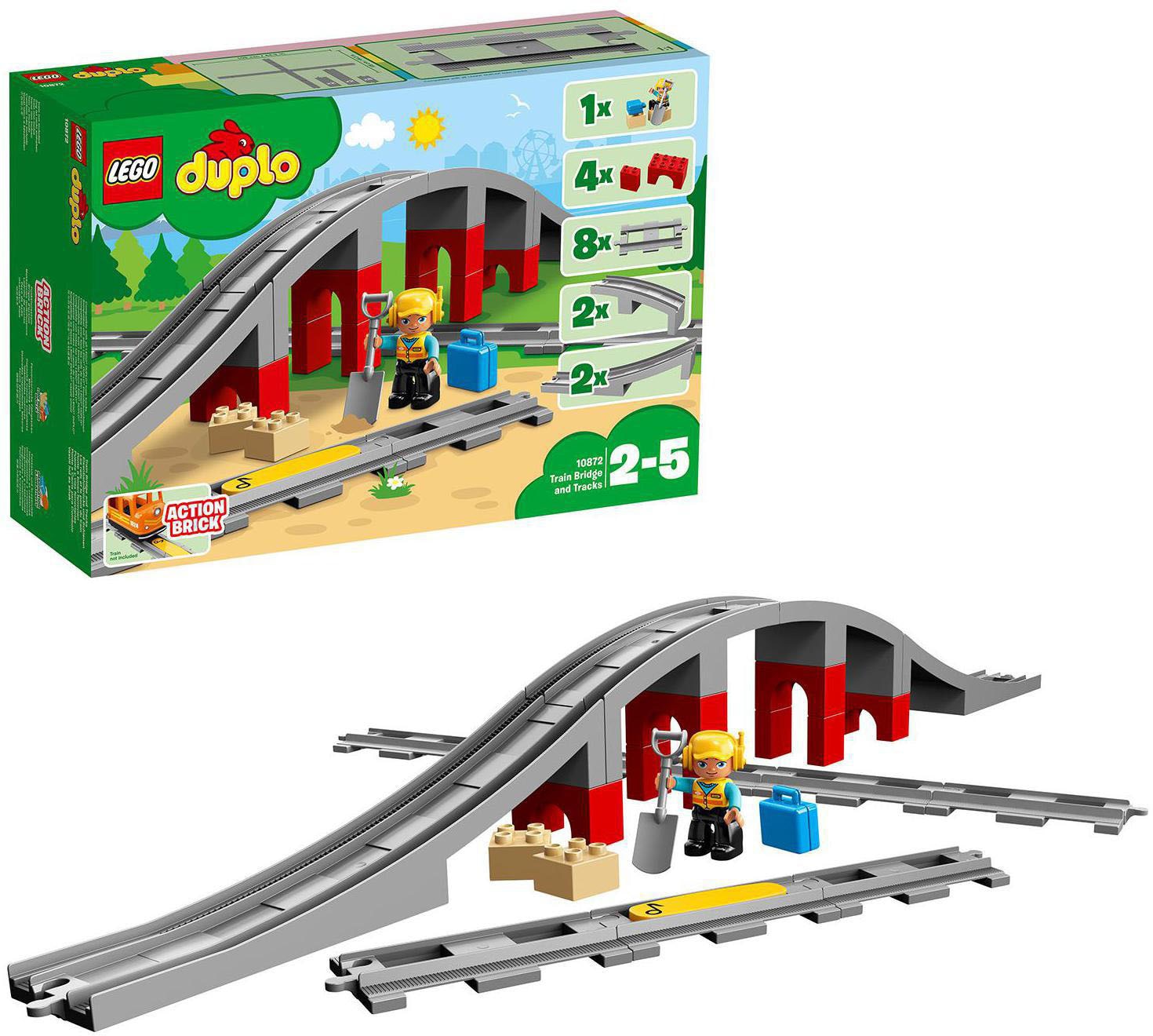 Konstruktionsspielsteine »Eisenbahnbrücke und Schienen (10872), LEGO® DUPLO® Town«,...