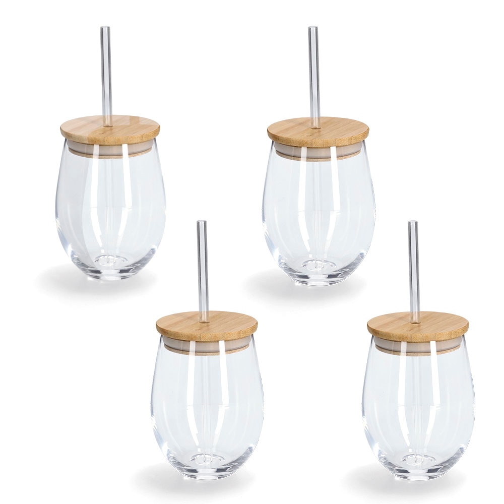 Image of Zeller Present Gläser-Set 4-teilig, inkl. Trinkhalm, 500 ml