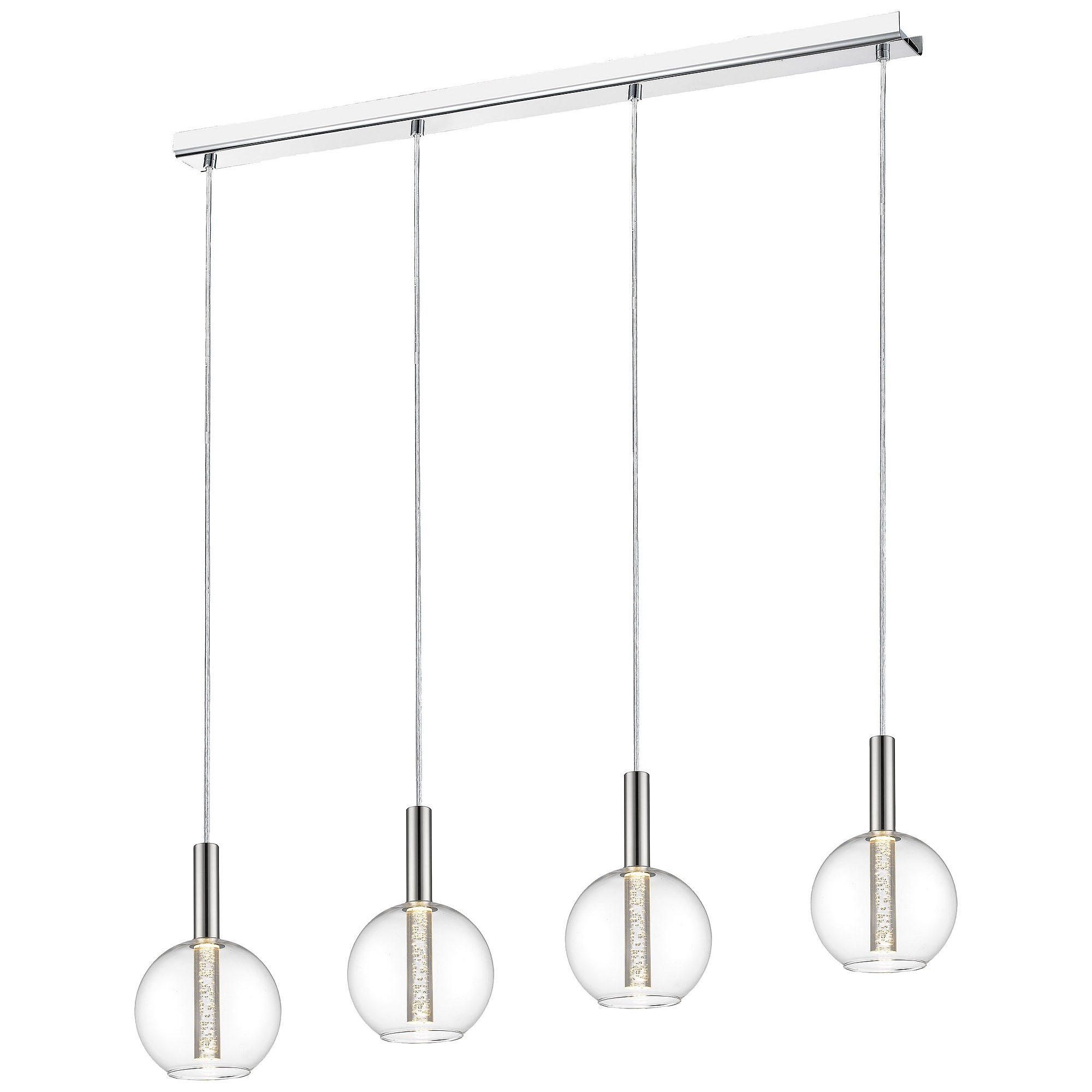 Image of Brilliant Leuchten Pendelleuchte »Elegant«, LED-Modul, 1 St., Warmweiss, LED Hängelampe 4flg chrom/transparent bei Ackermann Versand Schweiz