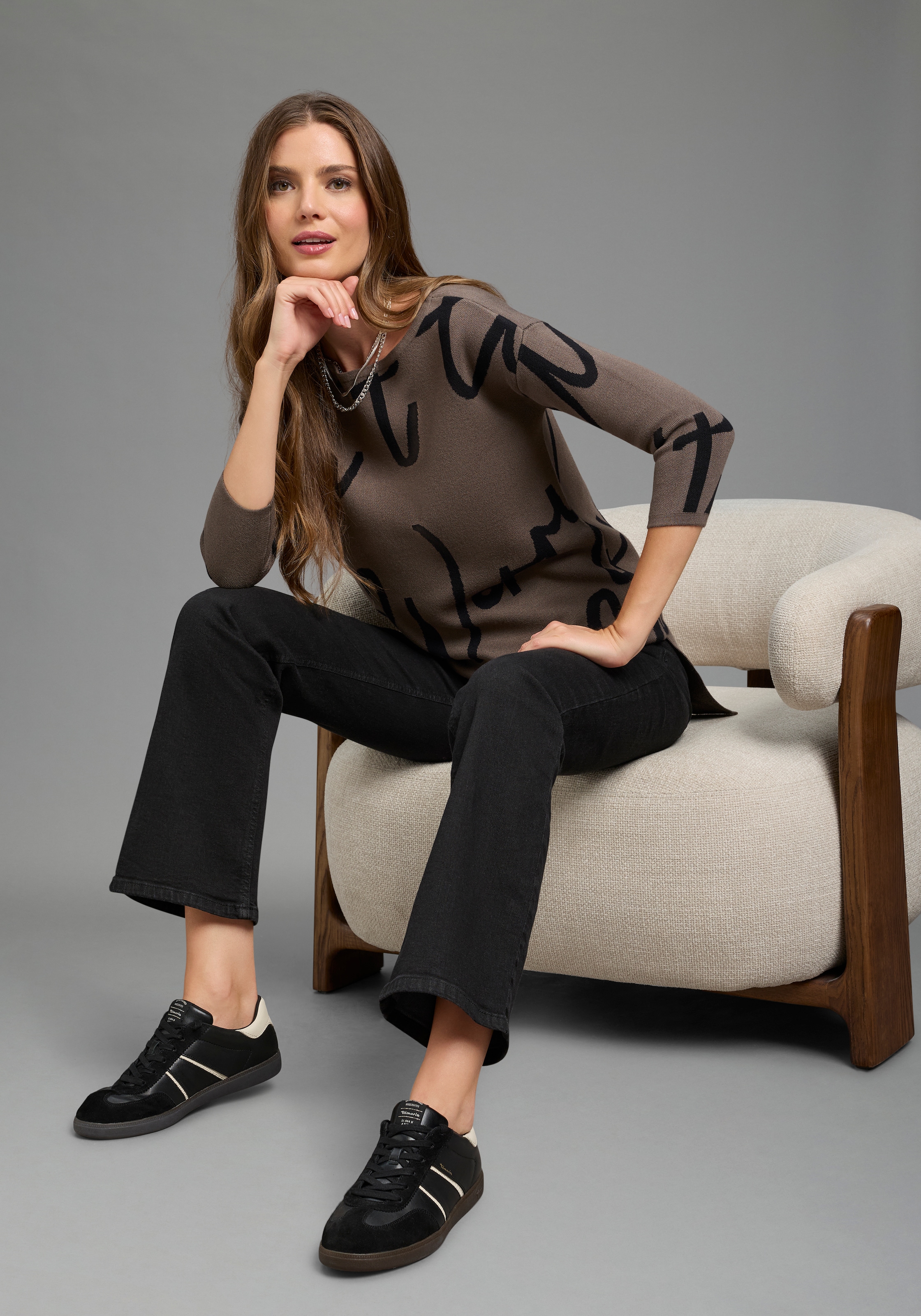 Laura Scott Pull jacquard pull en maille avec lettrage féminin
