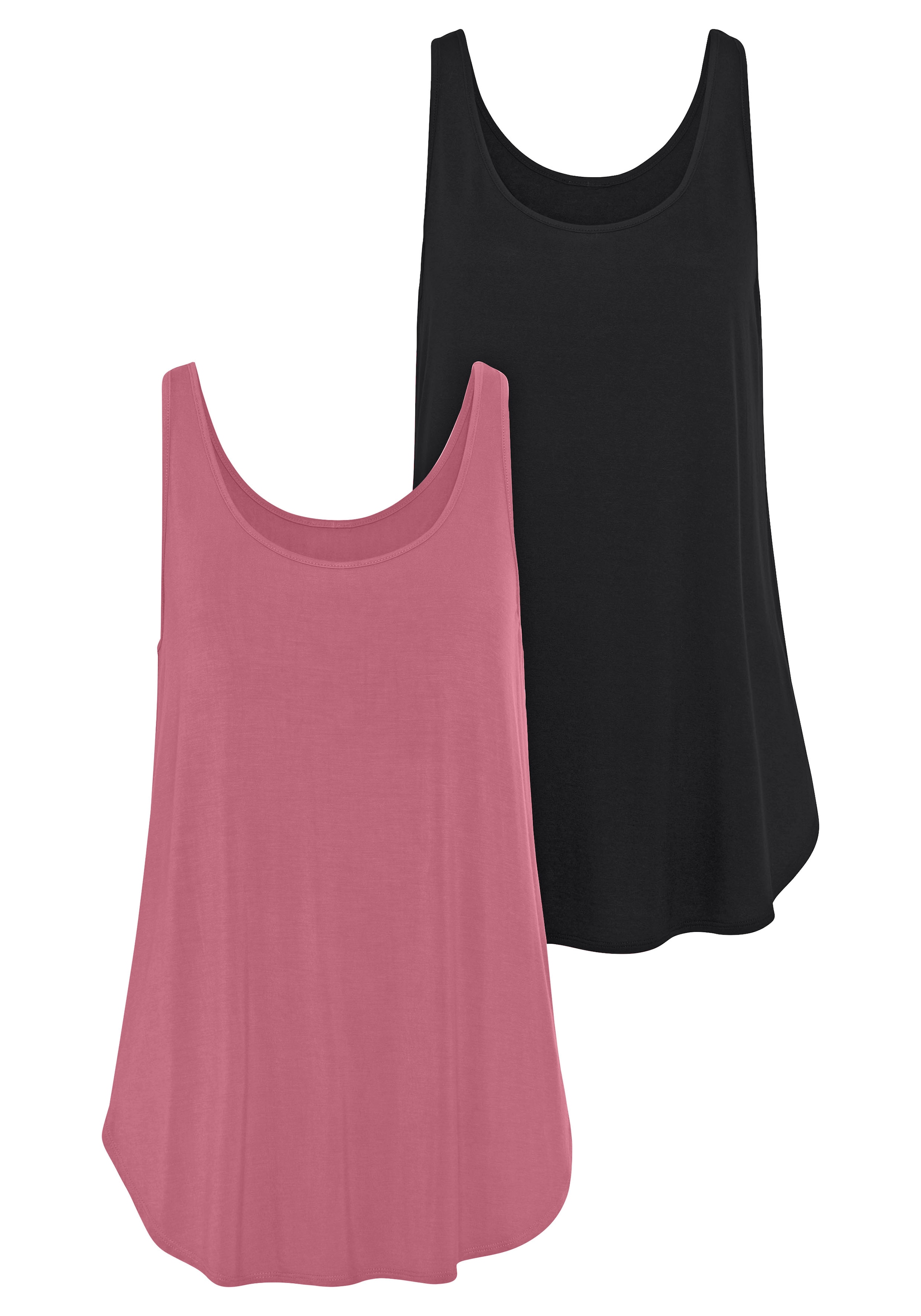 Image of LASCANA Longtop "mit gerundetem Saum" 2er-Pack, aus Viskose-Stretch