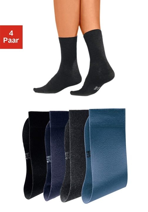 H.I.S Basicsocken, (4 Paar), mit hohem Baumwollanteil