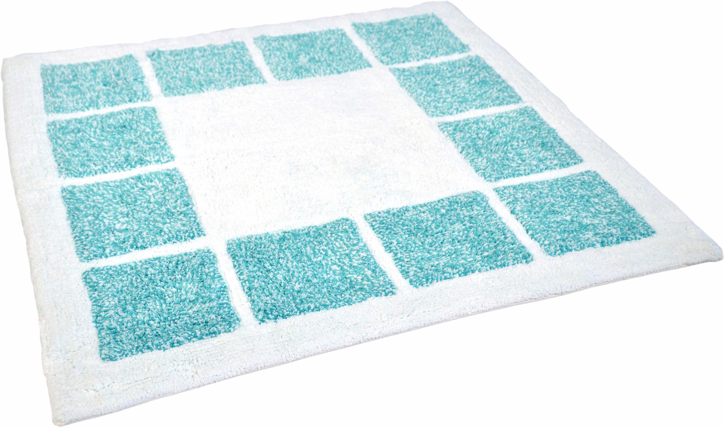 MESANA Badematte "Karo Melange, Badvorleger, Badezimmer Teppich" Höhe 15 mm rutschhemmend beschichtet fußbodenheizungsgeeignet modernes Design, mit Bordüre, rechteckig & quadratisch erhältlich