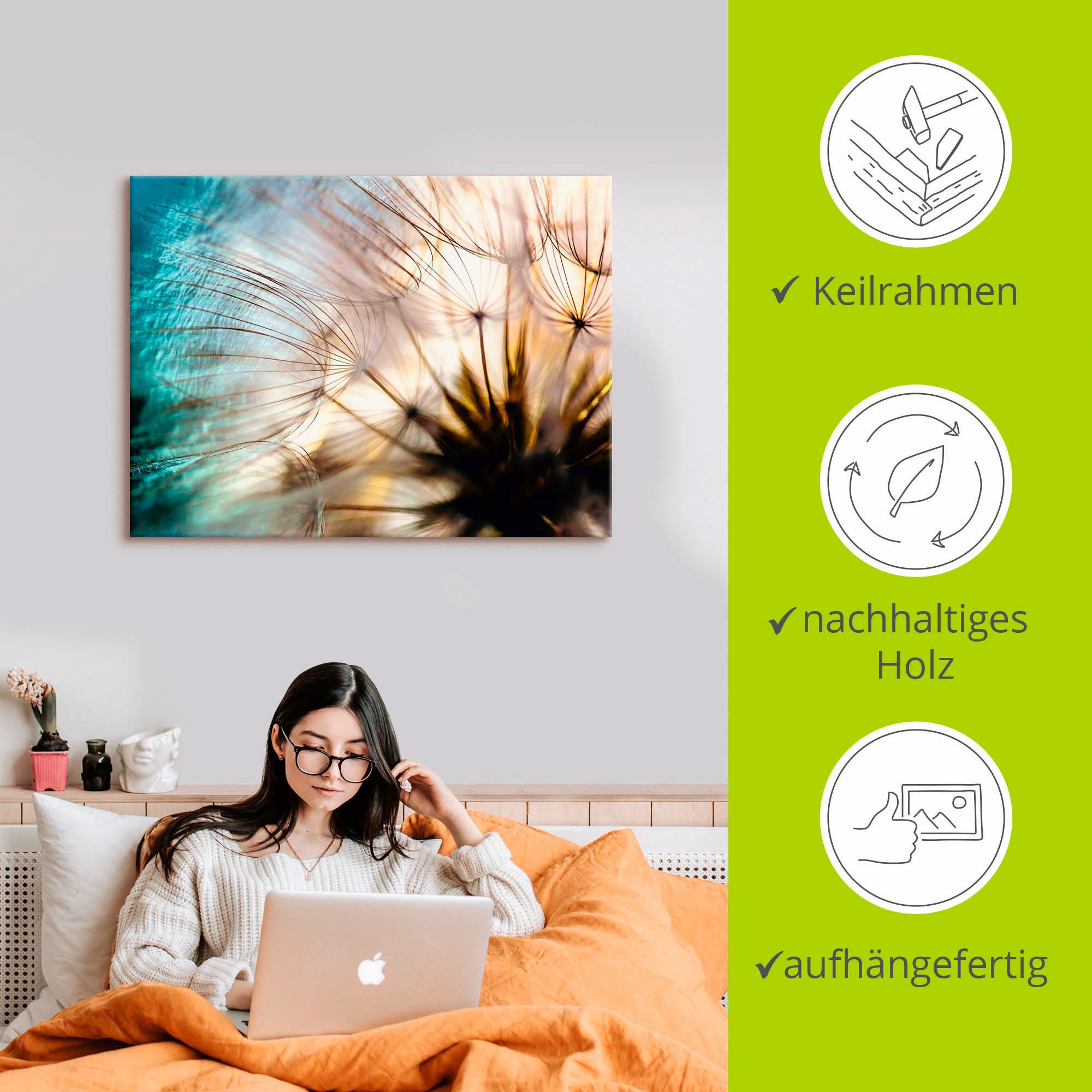 Artland Wandbild »Pusteblume Makro abstrakt« Blumen 1 Stk. tlg. als Alubild, Leinwandbild in verschied. Grössen