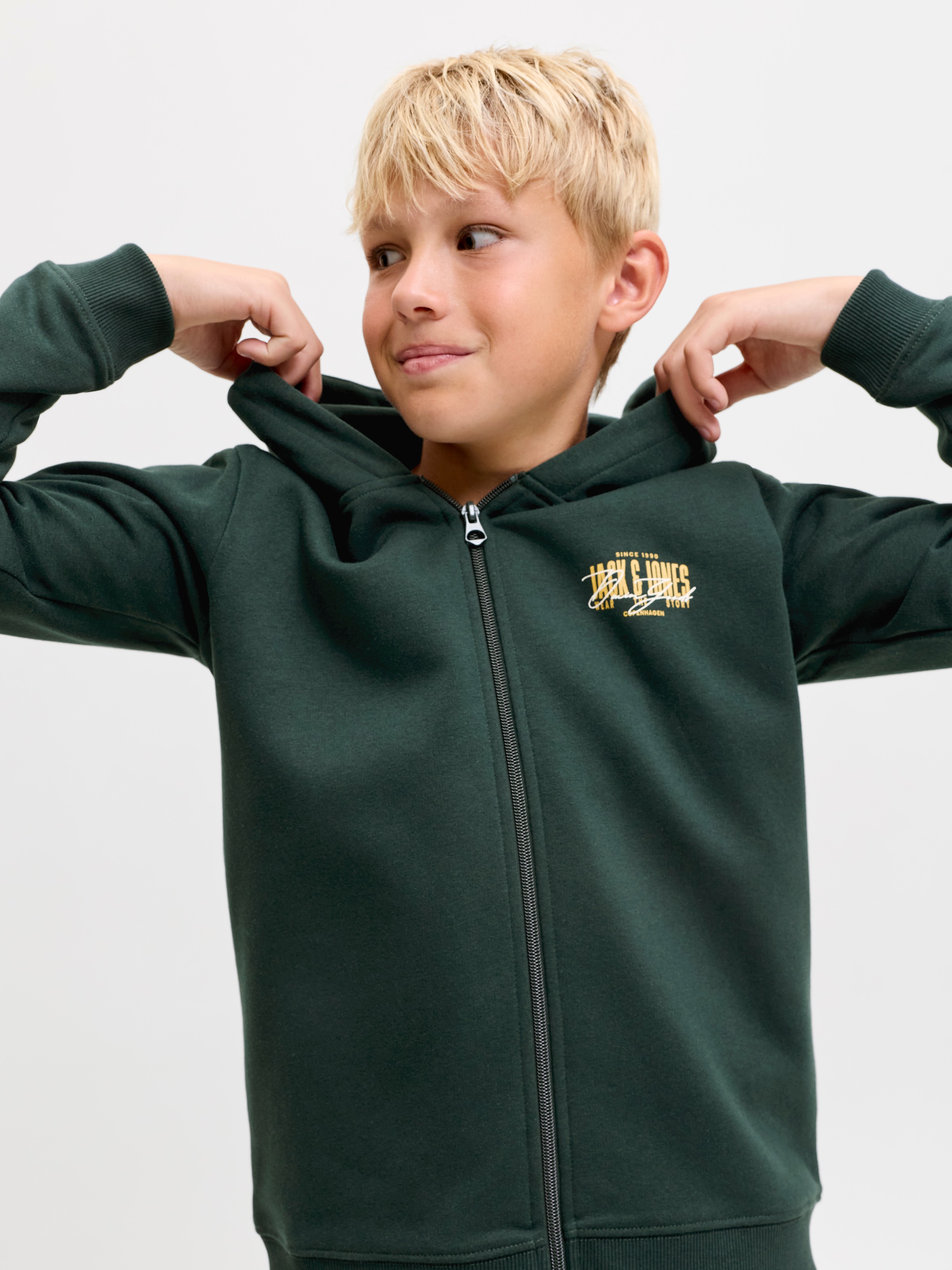 Jack & Jones Junior Kapuzensweatjacke »JJAERO SWEAT ZIP HOOD JNR« Baumwollmischung, regular fit