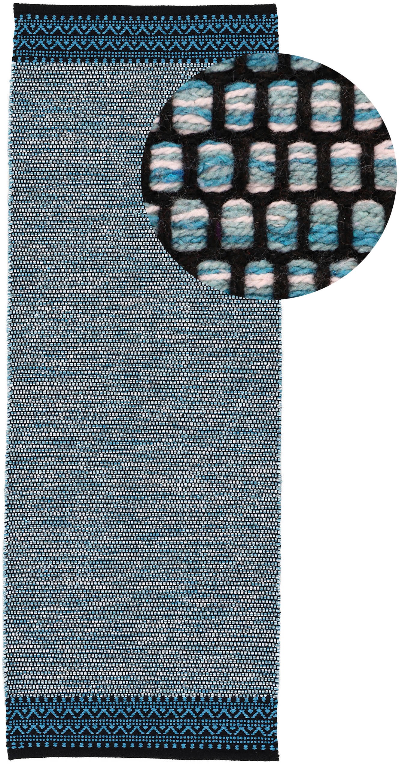 Image of carpetfine Teppich "Kelim Mia, auch als Läufer erhältlich" rechteckig 6 mm Höhe handgewebt, Baumwolle, Wendeteppich, Fleckerl, Bordüre, Wohnzimmer