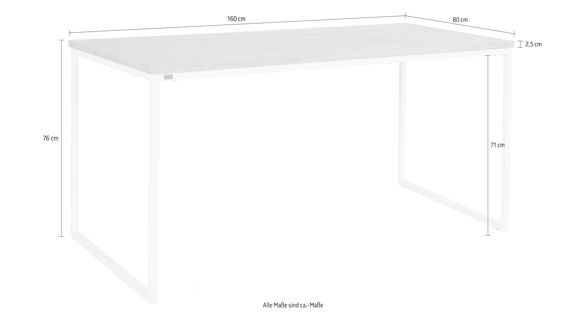 andas Esstisch »Hulsig« 1 Stk. tlg. mit Tischplatte in einer Holzoptik und fühlbare Struktur, Höhe 76 cm