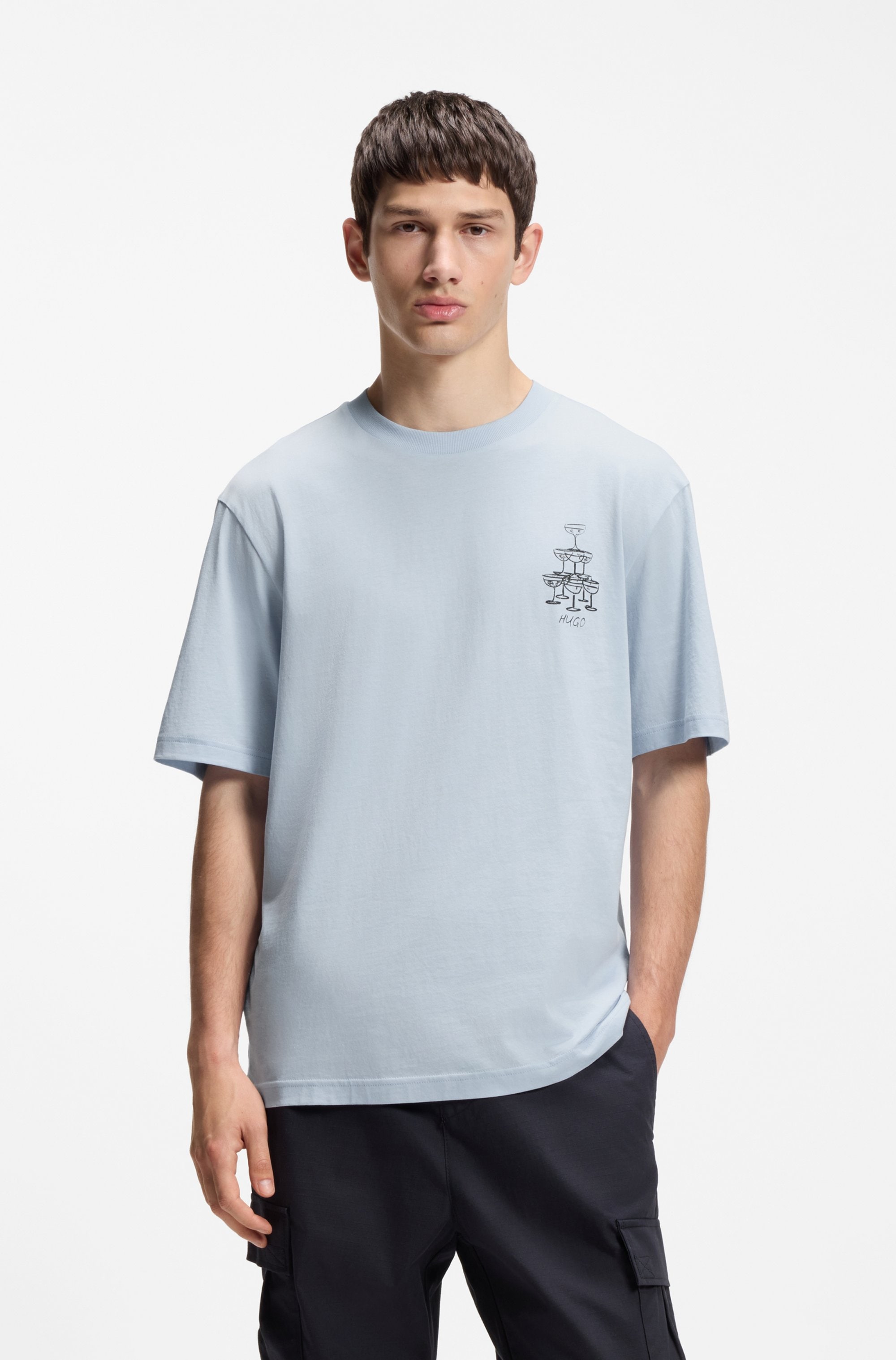 HUGO T-shirt »Nucavo« avec motif, coupe régulière