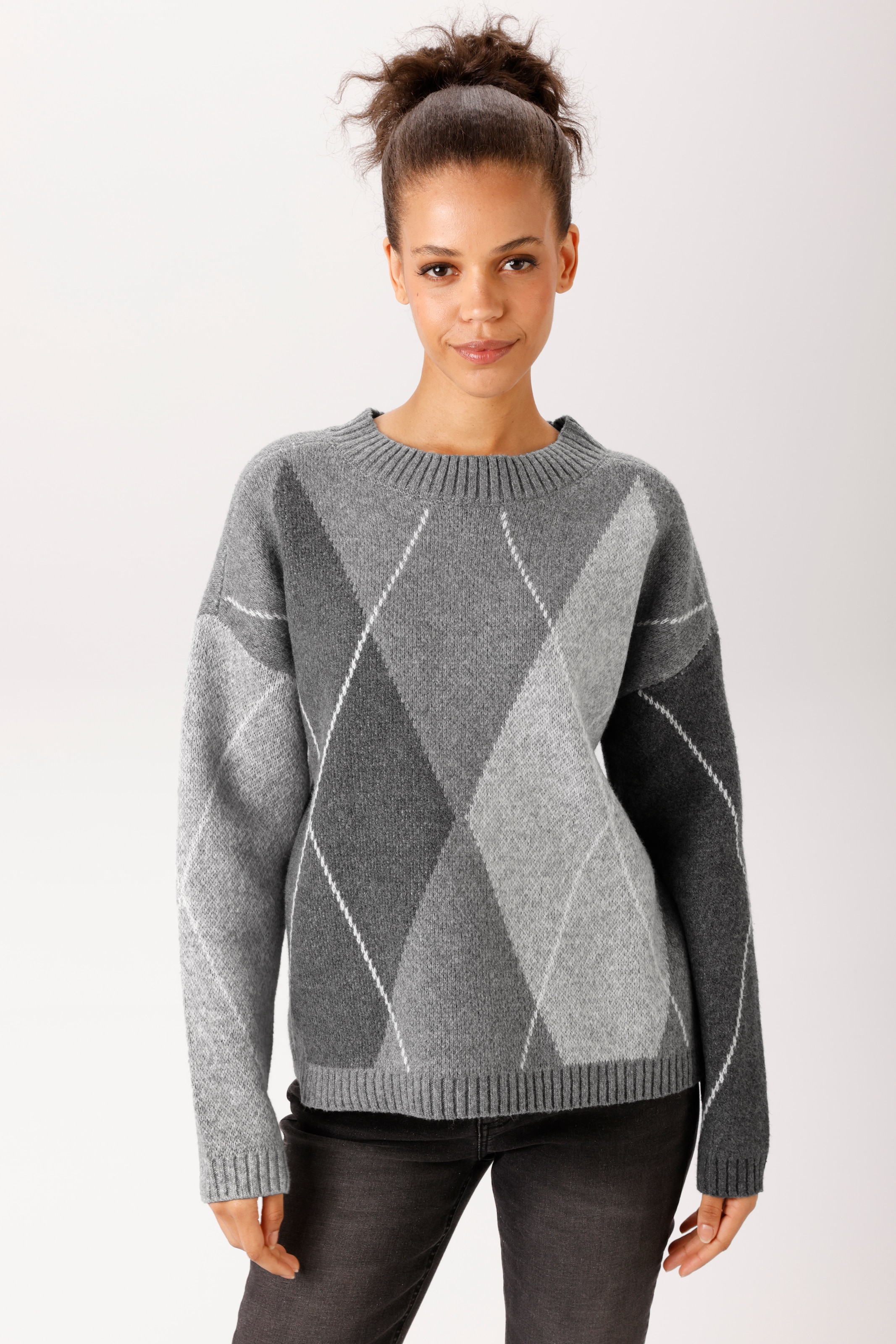 Aniston CASUAL Strickpullover mit grossflächigem Rauten-Muster - NEUE KOLLEKTION