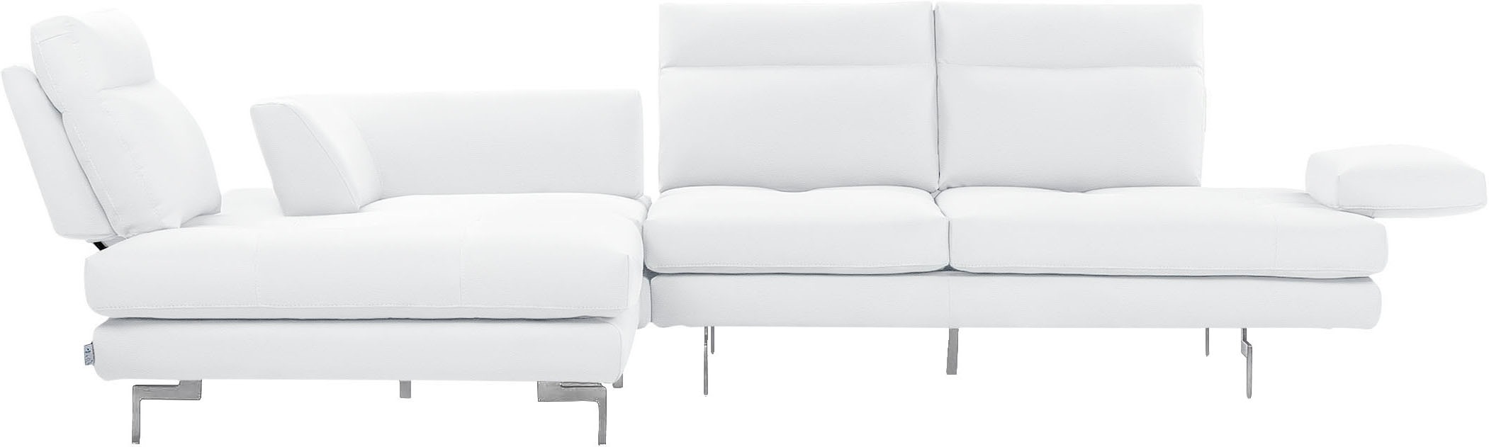 CALIA ITALIA Ecksofa »Toby Wing, L-Form, Designsofa mit sensationellem Sitzkomfort«, Sitztiefenverstell.,wahlw. mit Kissen-Set, Füsse chrom glänzend