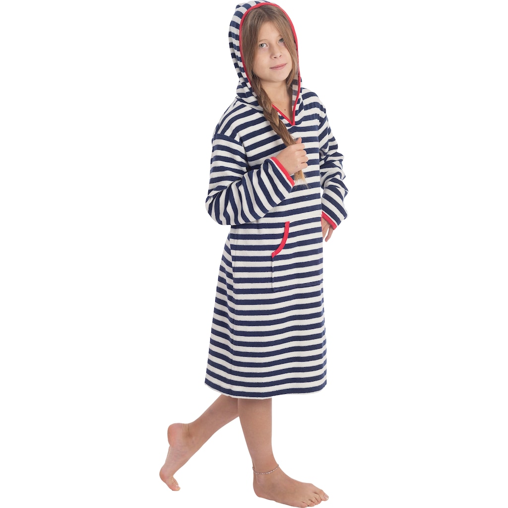 Wewo fashion Kinderbademantel »8017«, (1 St.), für Mädchen & Jungen, Badekleid, mit Kapuze & Känguru-Tasche