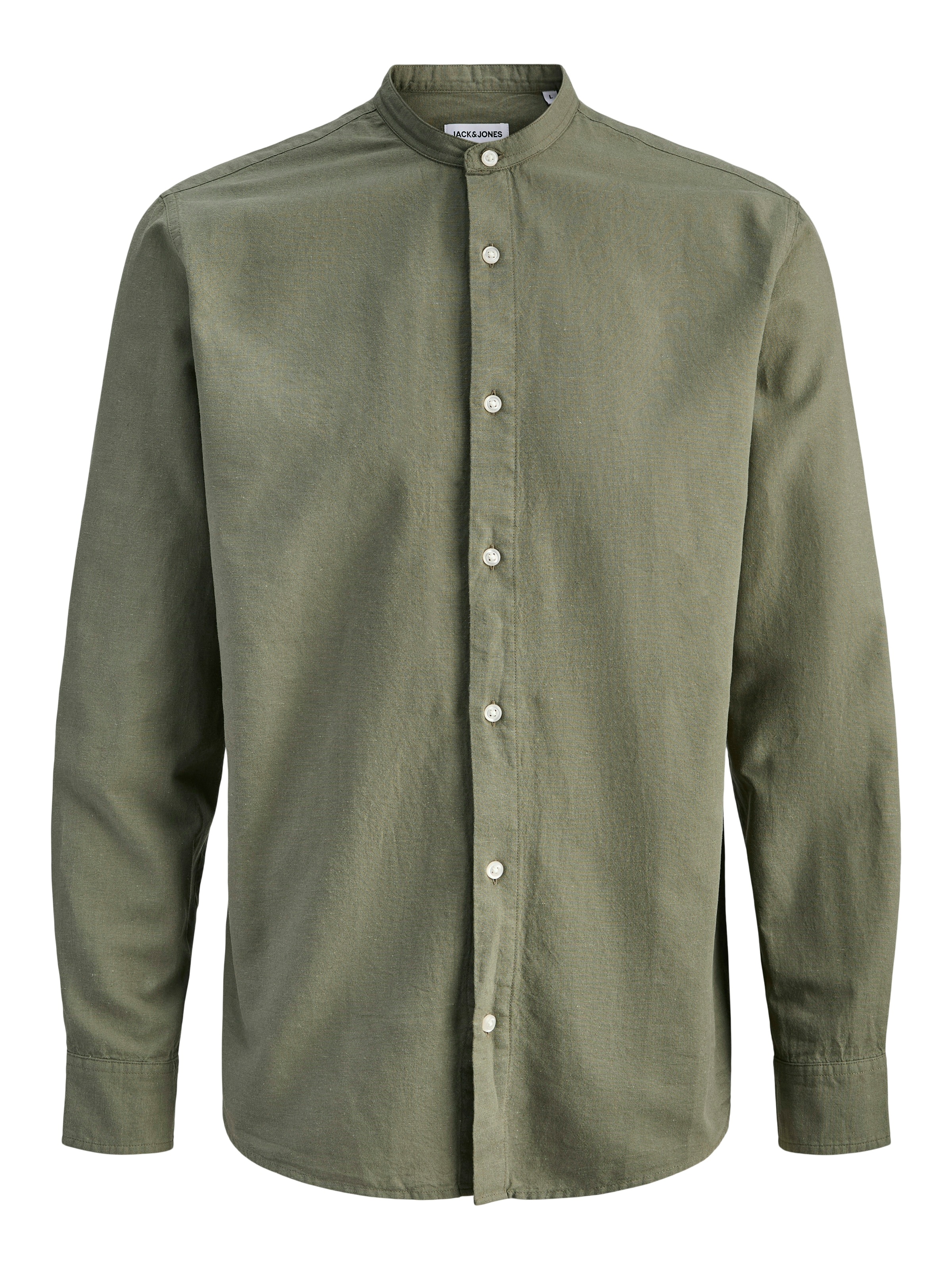Jack & Jones PlusSize Langarmhemd »JJEBREEZE LINEN BLEND BAND SHIRT L PLS« mit Stehkragen