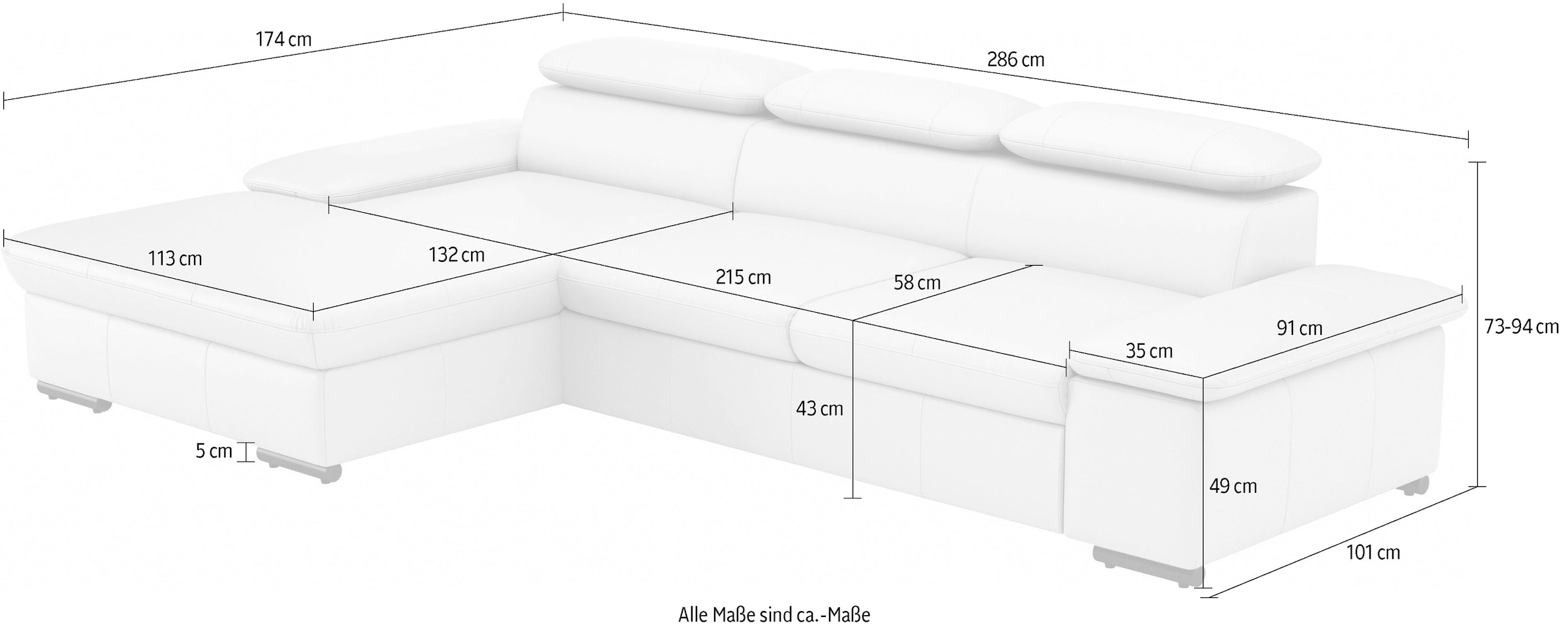 sit&more Ecksofa »Alcudia L-Form«, wahlweise mit Bettfunktion