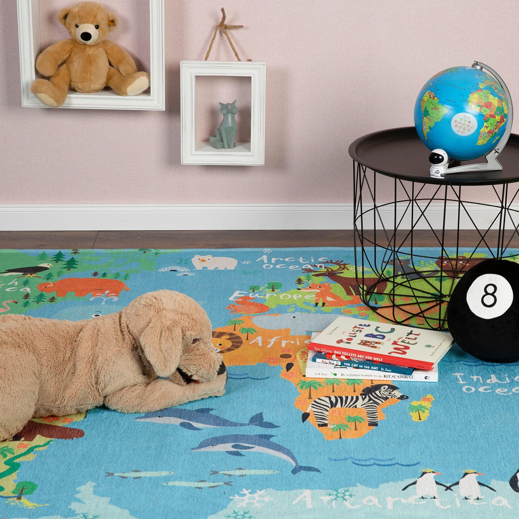 Kinderzimmer Torino Kinderteppich Weltkarte, kaufen »My rechteckig, Motiv Kids 233«, Obsession
