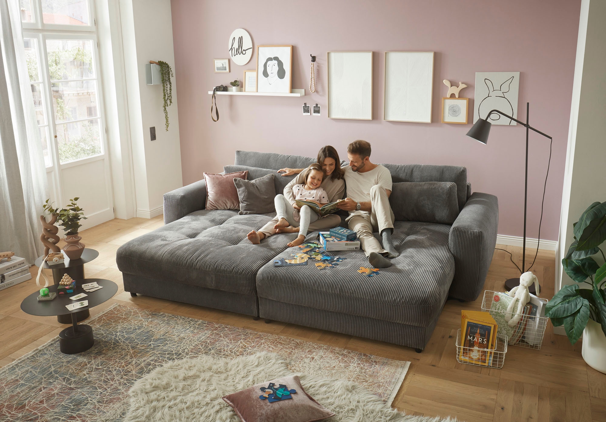 ED EXCITING DESIGN Loveseat »Barura«, (2 St.), Big-Sofa mit 2 Nierenkissen