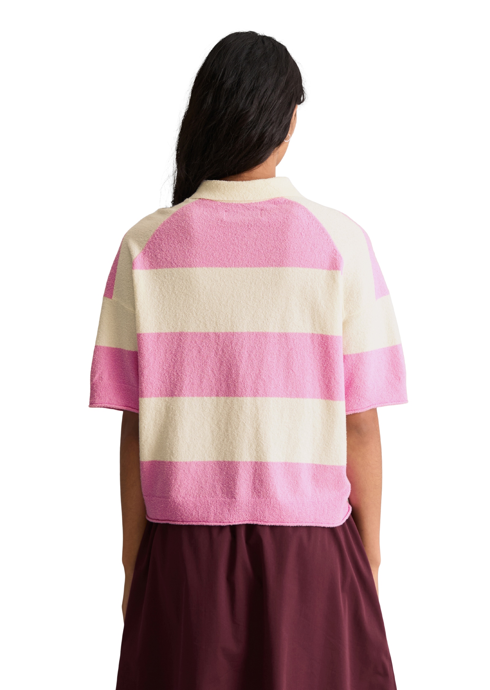 Marc O'Polo DENIM Poloshirt regular aus Crinkled Organic Cotton-Mix, Strick, mit Blockstreifen