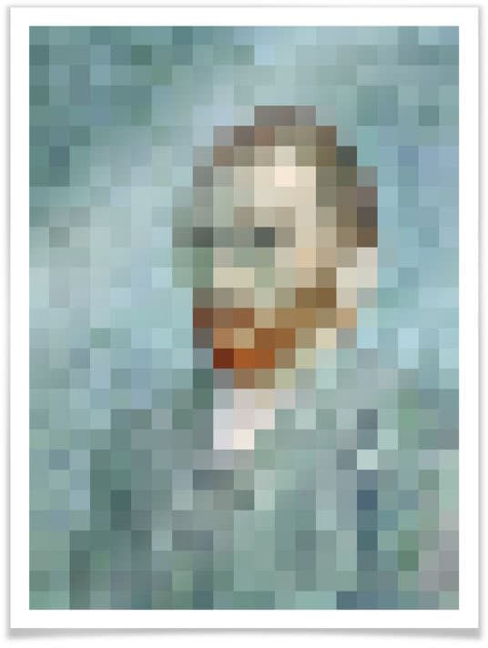 Poster »Pixel Portrait van Gogh Bildnis«, Person, (1 St.), Poster ohne Bilderrahmen