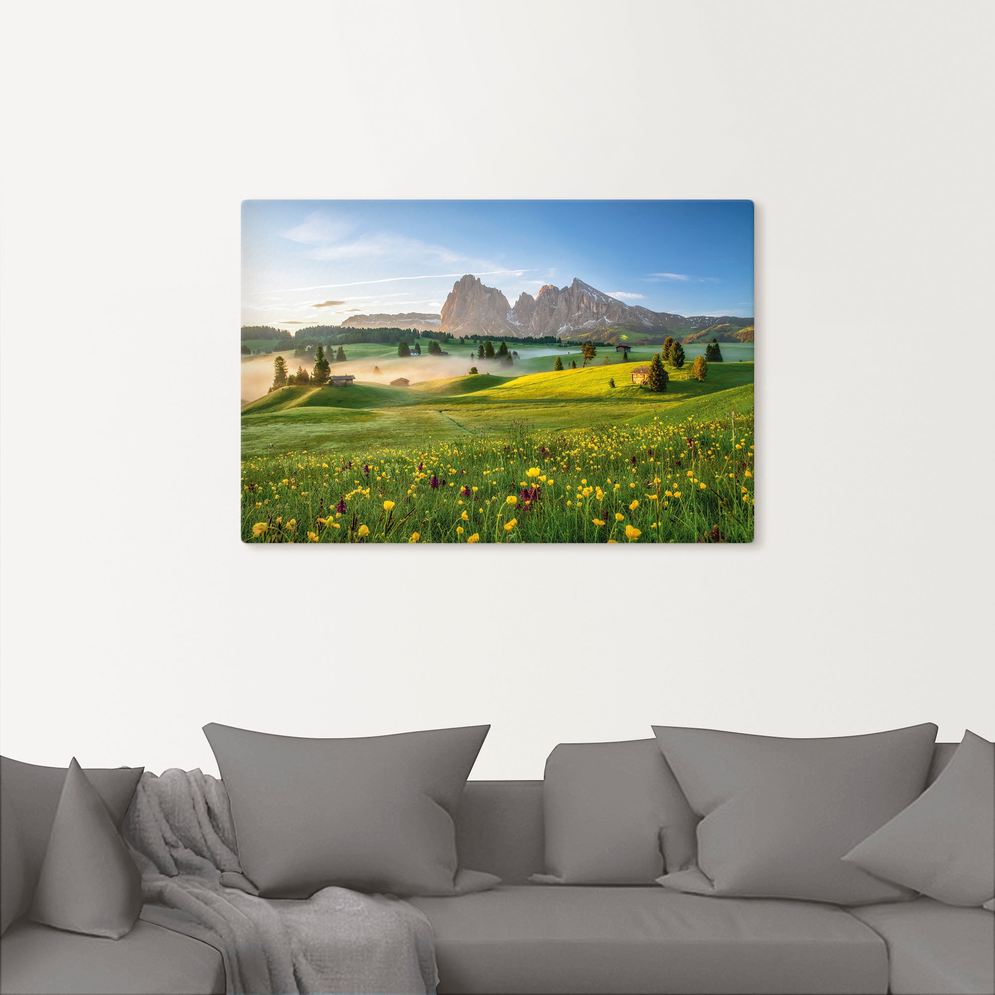 Artland Wandbild »Frühling auf der Seiser Alm« Berge & Alpenbilder 1 Stk. tlg. auf Holzrahmen gespannt