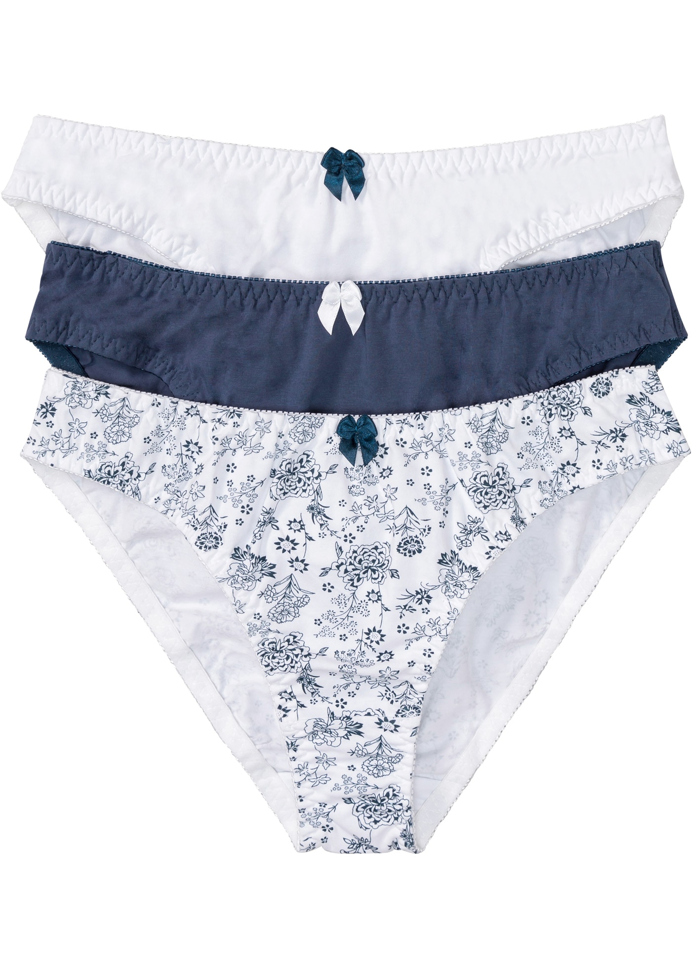 bonprix Slip Packung, 3 cuis unifarben und bedruckt, mit kleinem Schleifendetail