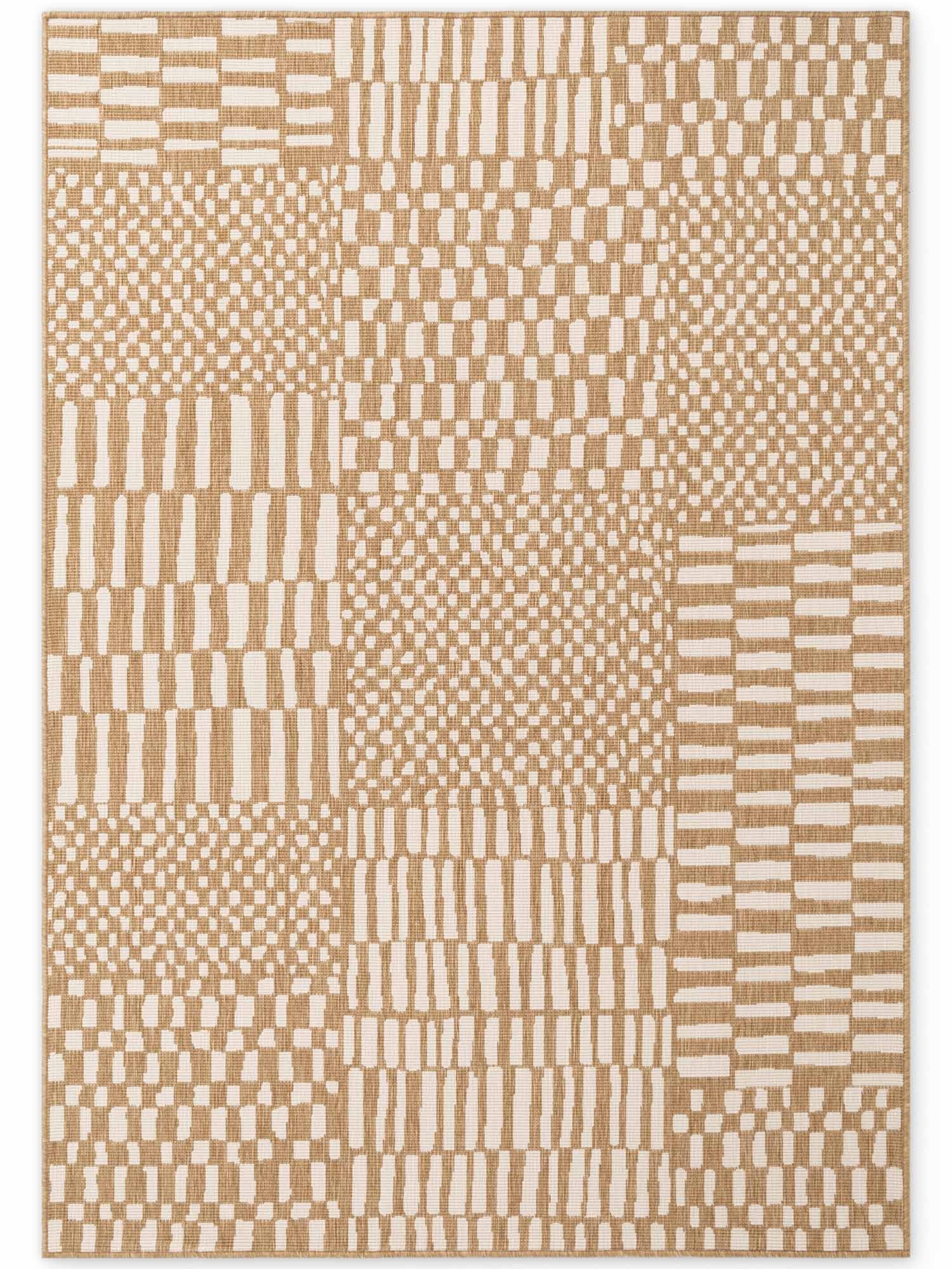Ted Baker Reversible Indoor Outdoor Barkham Rug Abstract in Beige | Size: 200cm x 300cm