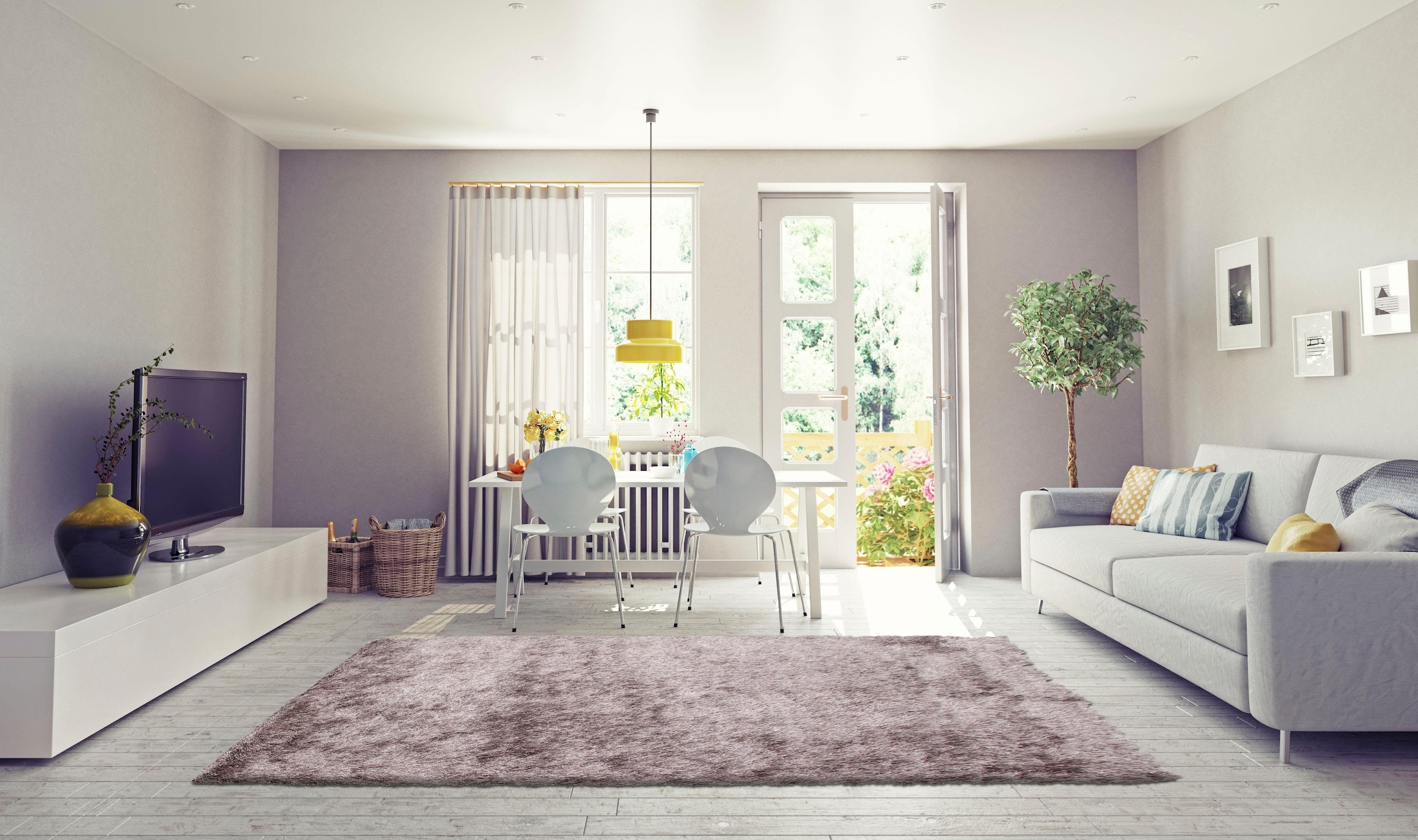 Bruno Banani Hochflor-Teppich »Alga«, rechteckig, 40 mm Höhe, Uni, Shaggy, Langflor, besonders weich und kuschelig, Wohnzimmer