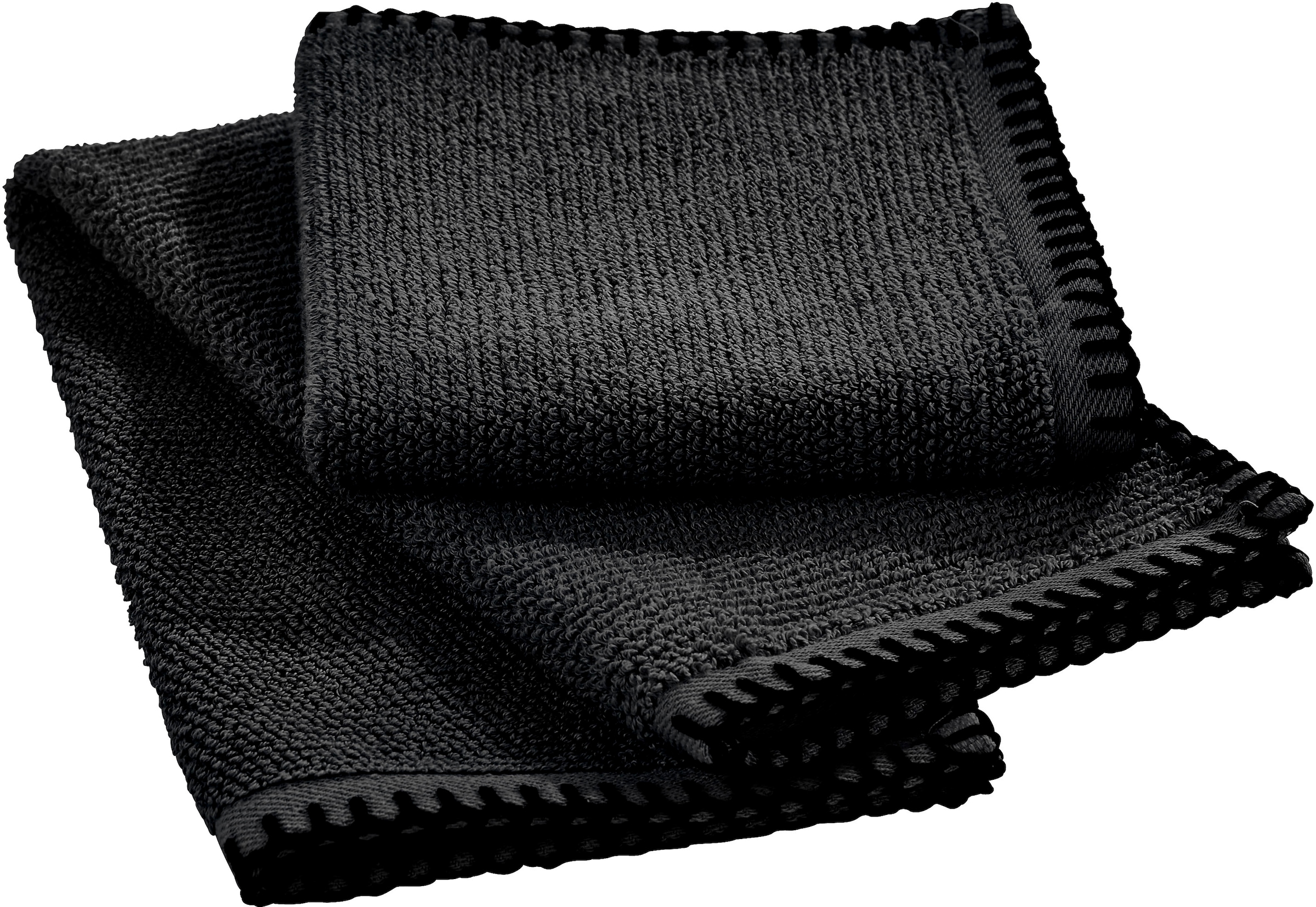 done.® Handtuch Set »Deluxe Prime«, (Set, 4 St., 2 Handtücher (50x100 cm)-2 Duschtücher (70x140 cm), mit einfassender Ziernaht in schwarz