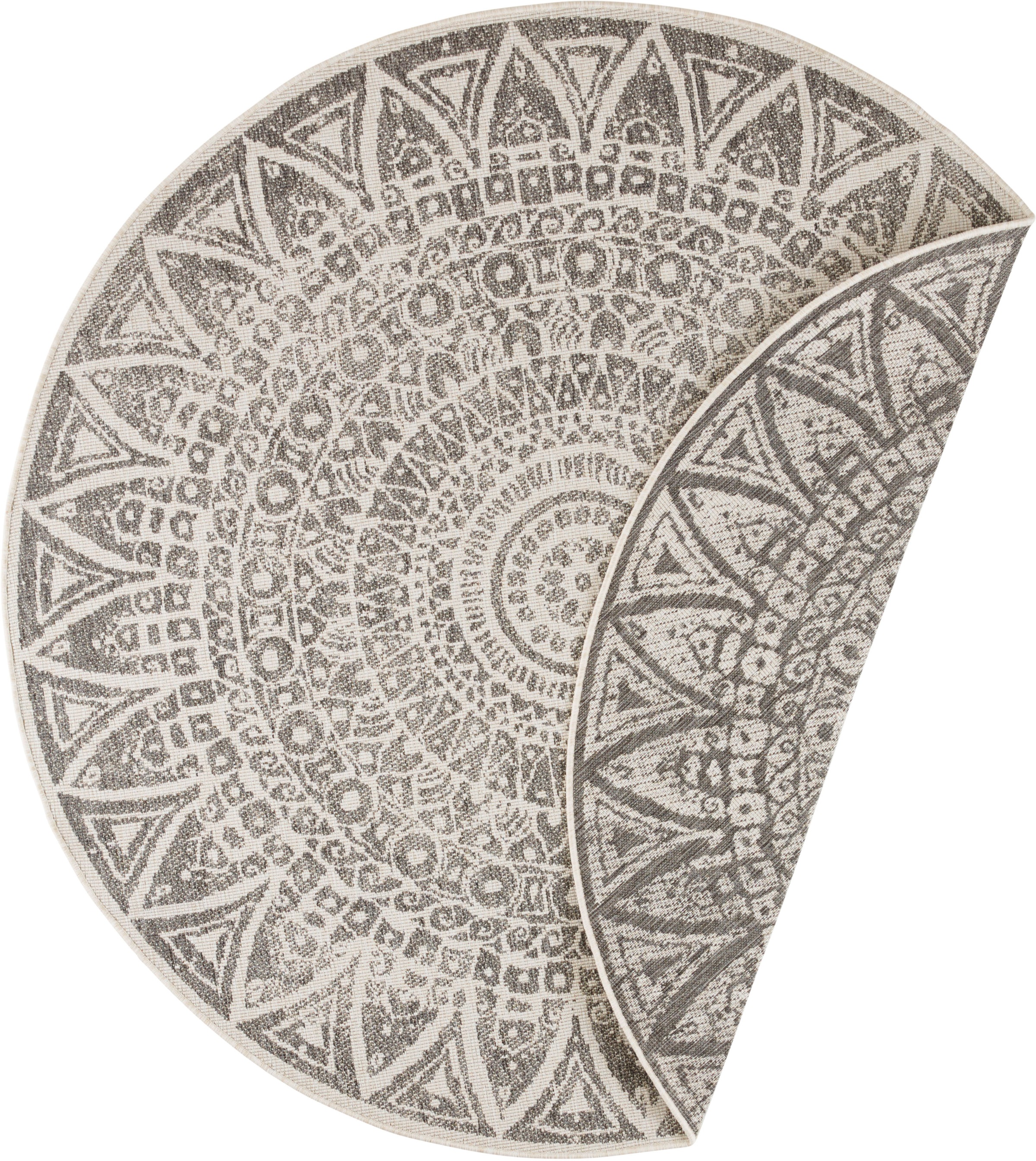 Image of freundin Home Collection Teppich »Lilja«, rund, 5 mm Höhe, In-und Outdoor geeignet, Mandala, Wohnzimmer, Balkon, Terrasse, Garten, Pflegeleicht, Flachgewebe, Wendbar bei Ackermann Versand Schweiz