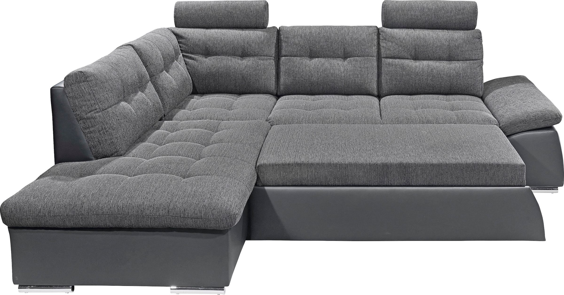 ED EXCITING DESIGN Ecksofa »Jakarta L-Form« mit Bettfunktion, Armteilverstellung, Kopfstützen & 2 Nierenkissen