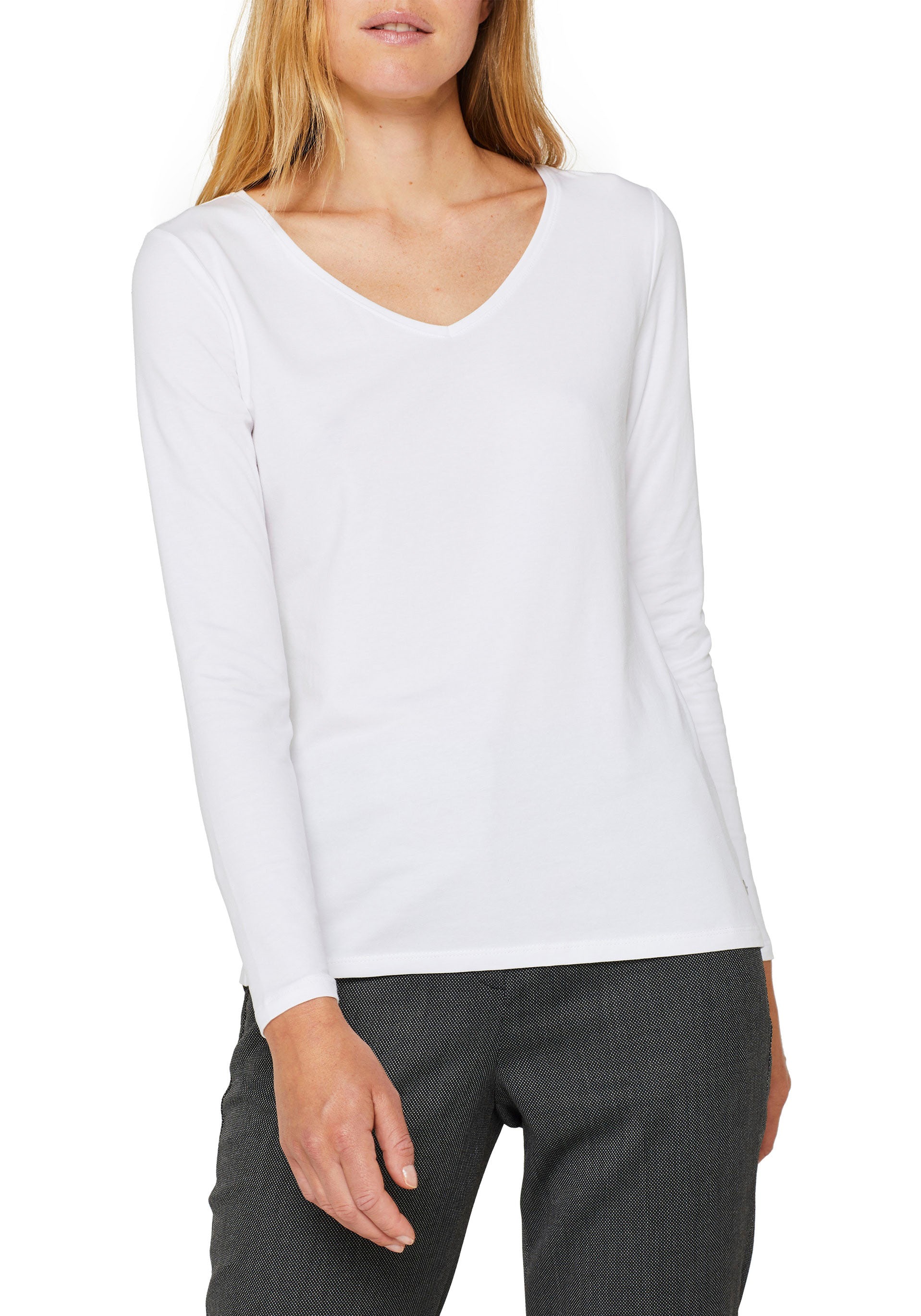 Image of Esprit Langarmshirt, mit modischem V-Ausschnitt bei Ackermann Versand Schweiz