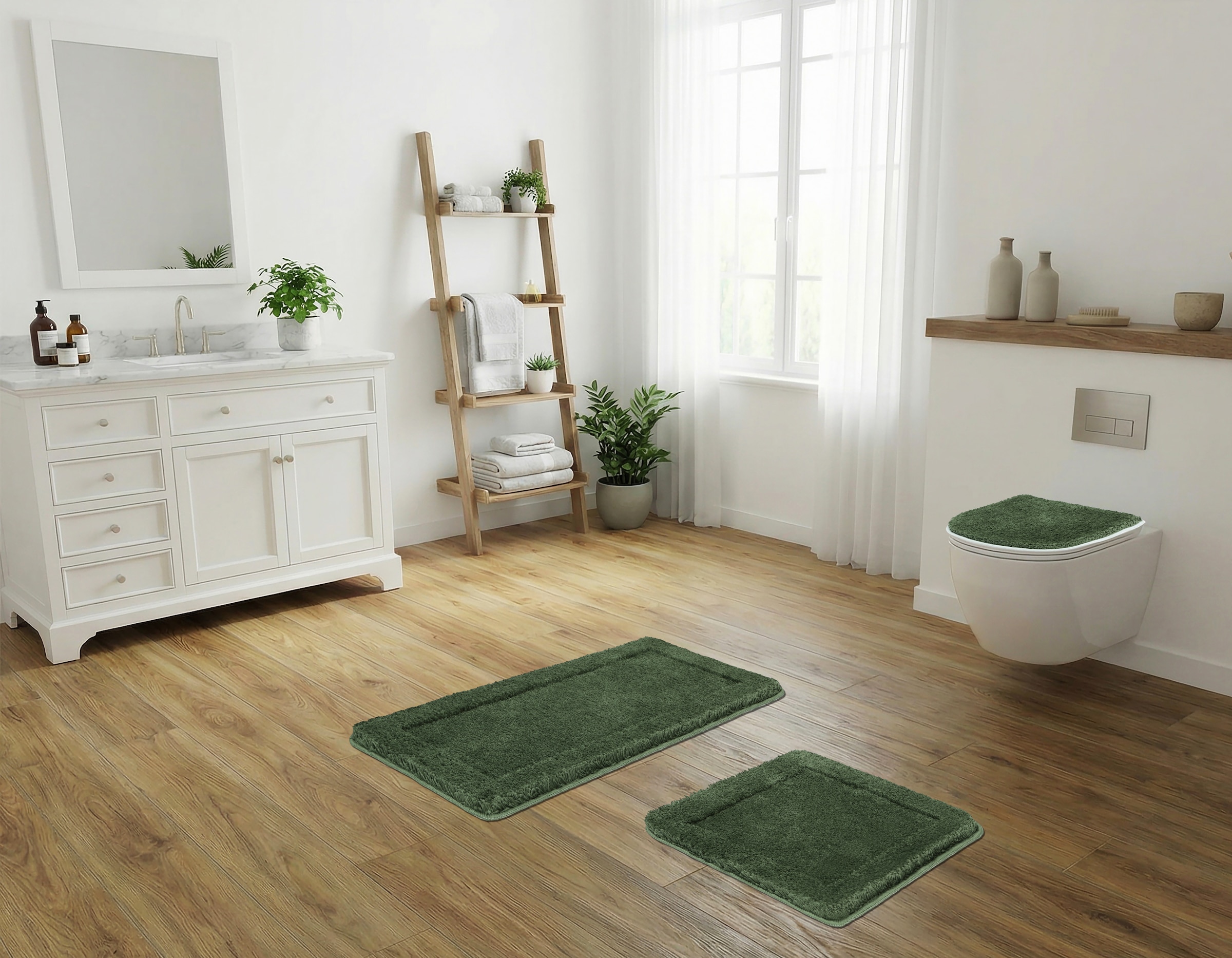 GOODproduct Badematte »Sanremo mit Rahmen, Badvorleger, Badezimmer Teppich, sehr weich« Höhe 25 mm rutschhemmend beschichtet fussbodenheizungsgeeignet | schnell trocknend Badteppich, unifarben, rechteckig und als 3-tlg. Set erhältlich