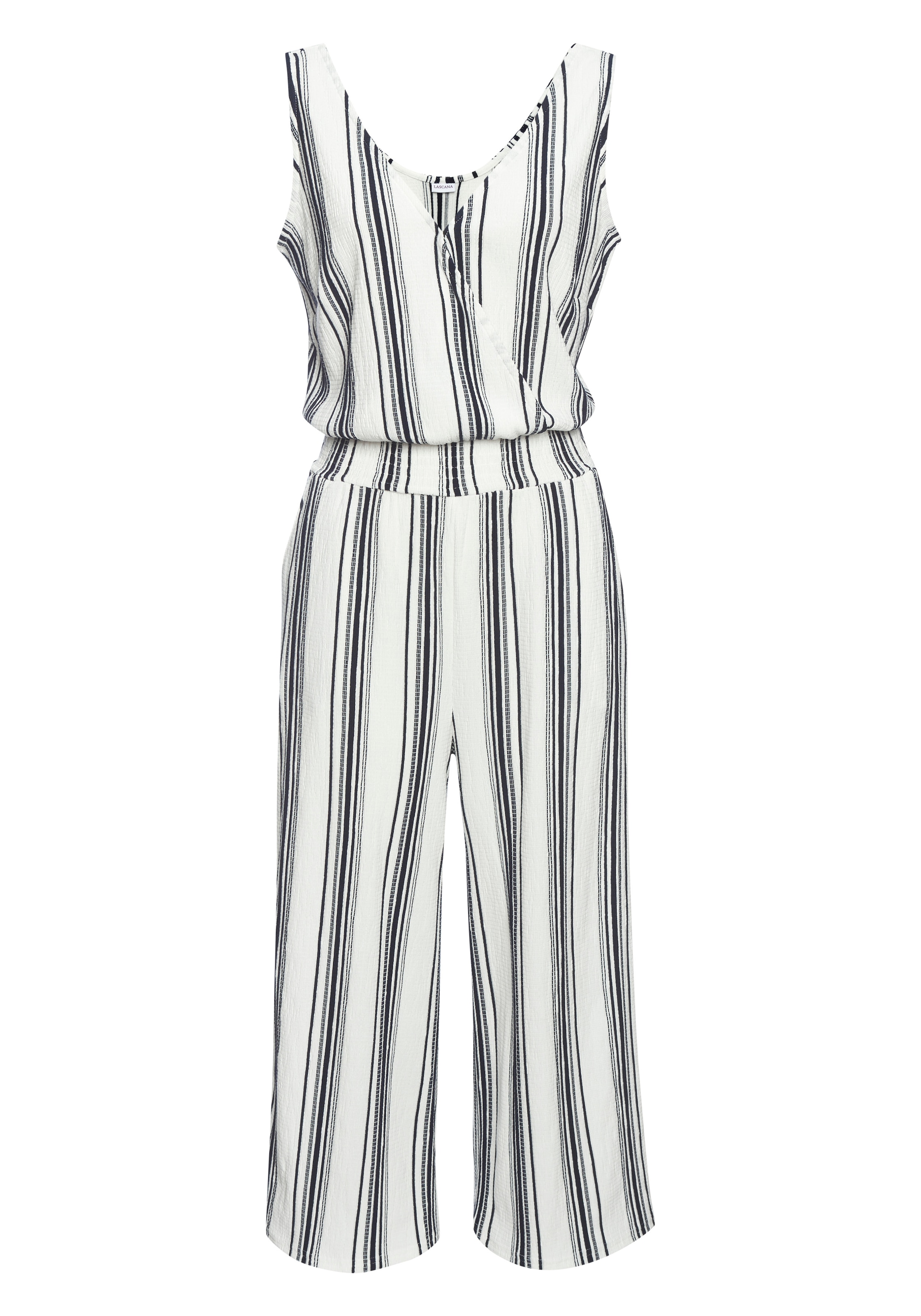 LASCANA Combinaison culotte aus strukturierter Ware, sommerlicher Jumpsuit mit Streifen