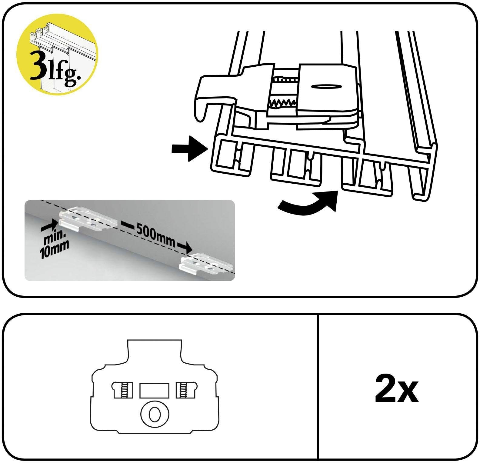 GARDINIA Gardinenstangenhalter »Deckenclip«, (2 Serie Atlanta kaufen Flächenvorhang-Technik jetzt St.), 3-läufig