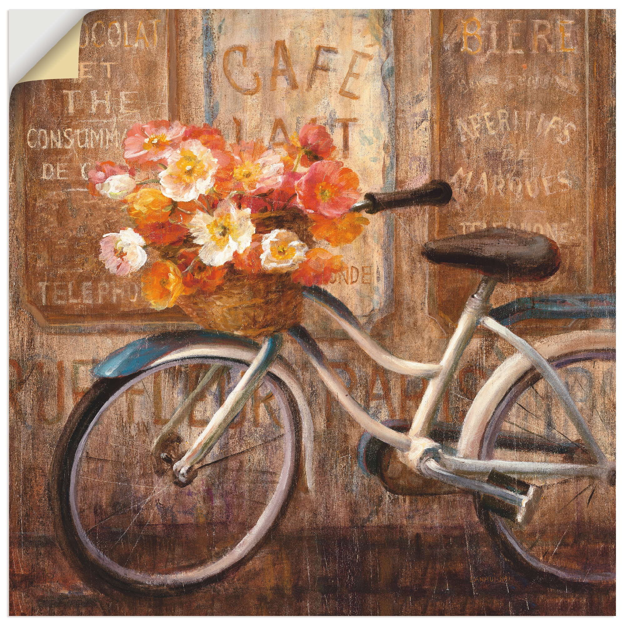 Image of Artland Wandbild »Triff mich im Cafe II«, Fahrräder, (1 St.), in vielen Grössen & Produktarten -Leinwandbild, Poster, Wandaufkleber / Wandtattoo auch für Badezimmer geeignet bei Ackermann Versand Schweiz