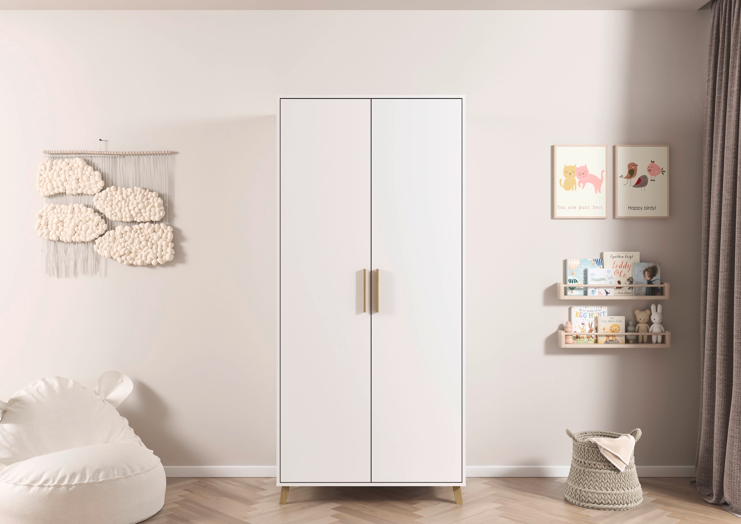 rauch Kleiderschrank »Drehtürenschrank Schrank Garderobe SHINJO Breiten 93/140/187 cm« in 3 verschiedenen Ausstattungen BASIC/CLASSIC/PREMIUM,  Griffe und Füsse aus Massivholz, viel Stauraum MADE IN GERMANY