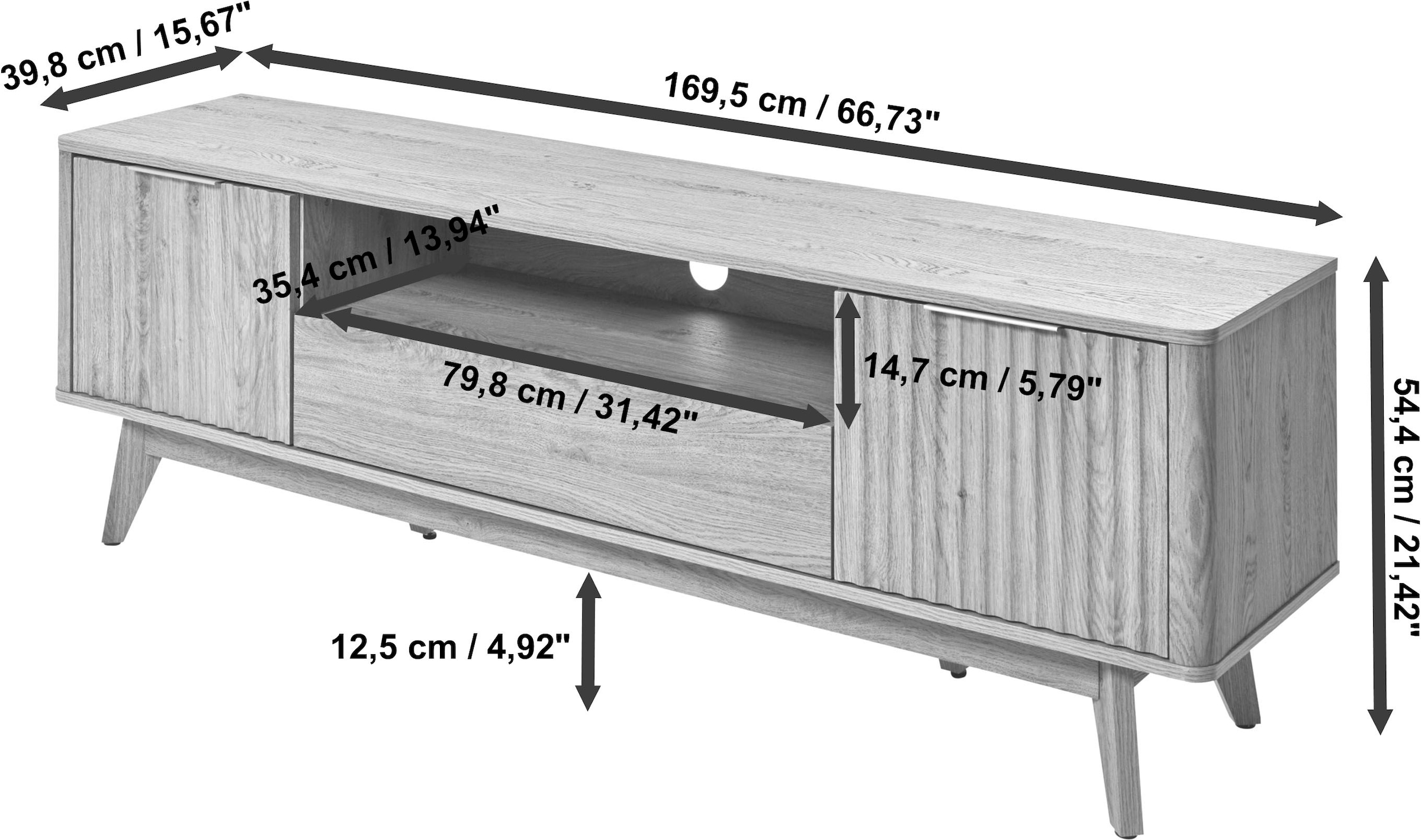 Jahnke TV-Board »WAVE TV 170« 1 Stk. tlg. TV-Board, Retro-Stil, Front in Wellendesign, Breite ca. 170 cm
