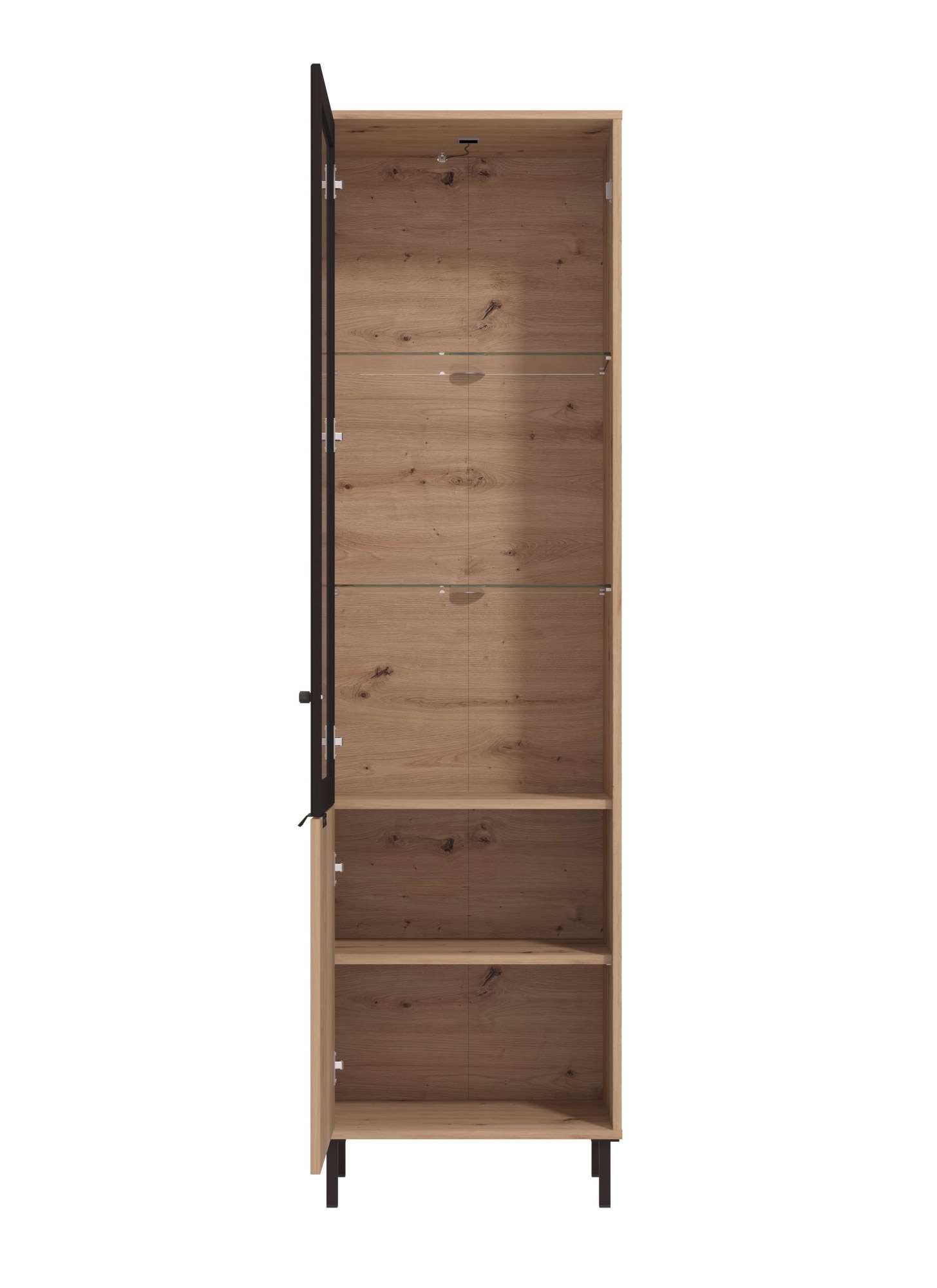 Home affaire Vitrine »Mayenne Vitrinenschrank, Standvitrine, Showcase, B/H: 54,5/195 cm« Holztür mit Rillen-Optik, Glastür, Modernes Design