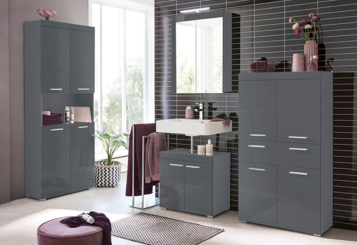 welltime Armoire haute »Avena« Badschrank 4-türig mit o. Fach und 4 Einlegeböden - B/T/H 73/31/190 cm
