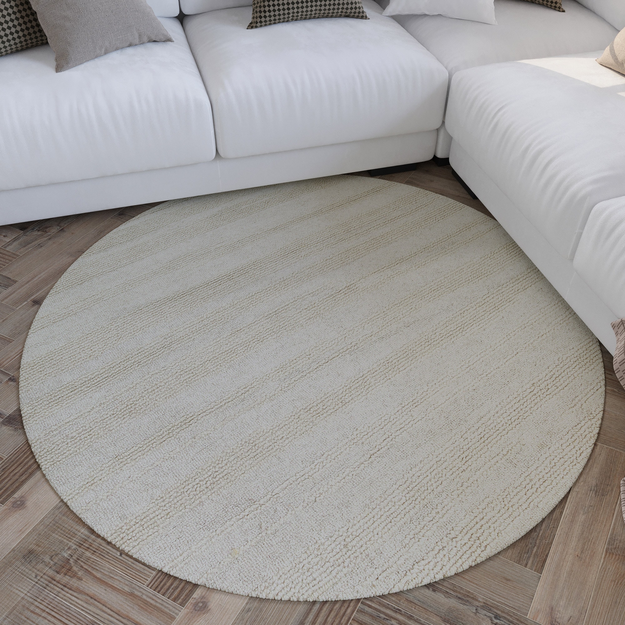 Image of Wecon home Teppich "Hamptons TWENTYSEVEN" rund 15 mm Höhe Kurzflor, Wohnzimmer, Schlafzimmer, elegant, robust, Linien-Muster