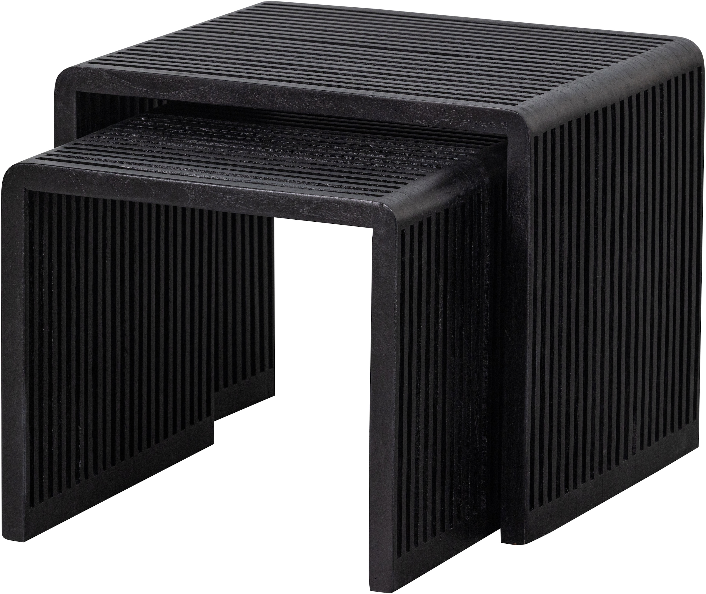 WOOOD Beistelltisch »Willa aus Teakholz, organische Formgebung 50x43,5x40 / 40x38x35 cm« Set, 2 Stk. tlg. 2er-Set, Tragkraft 15 kg, recyceltem Teakholz farbig behandelt