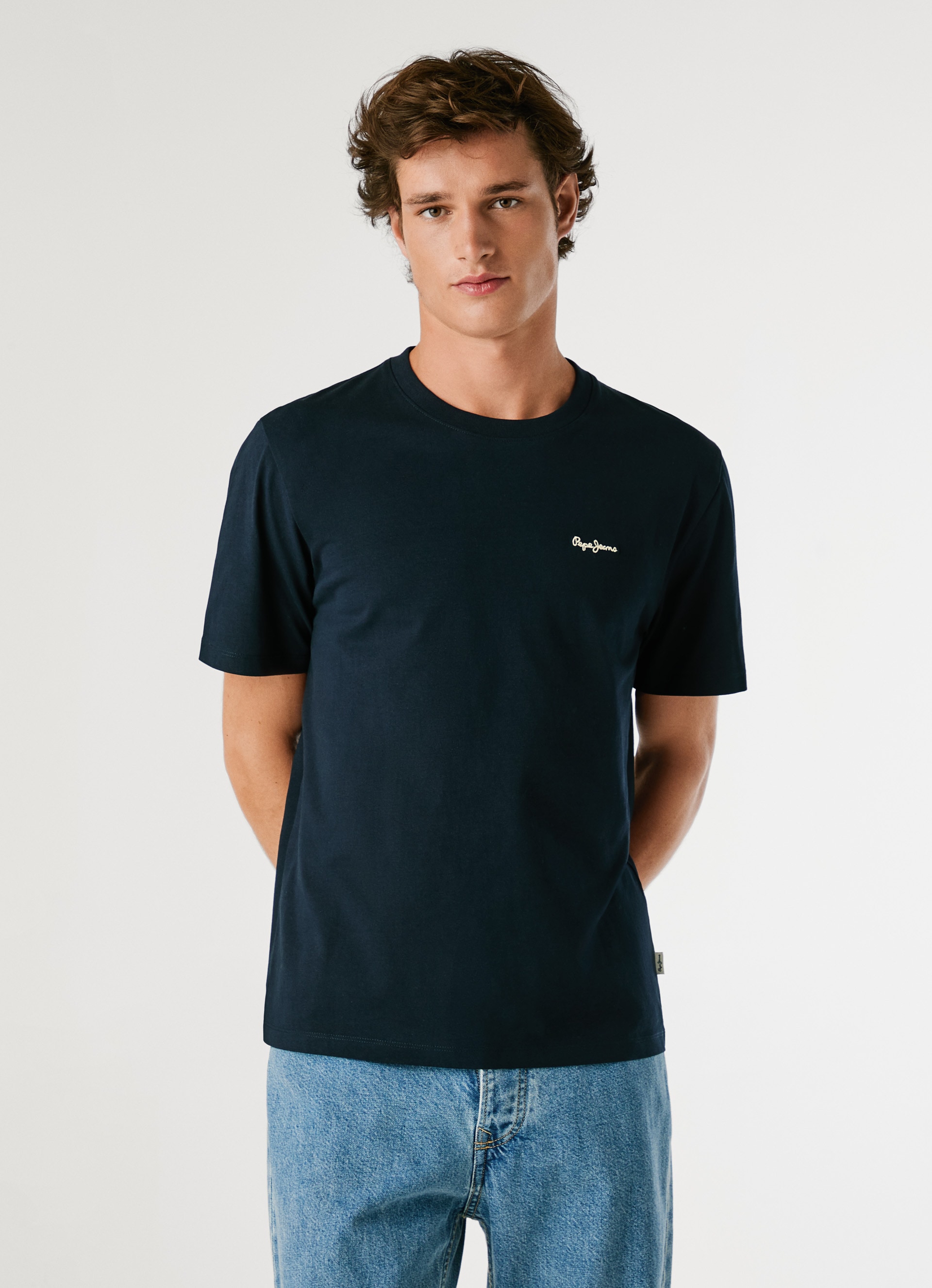 Image of Pepe Jeans T-Shirt "CONTRAST CONNOR" mit Rundhals und gesticktem Logo