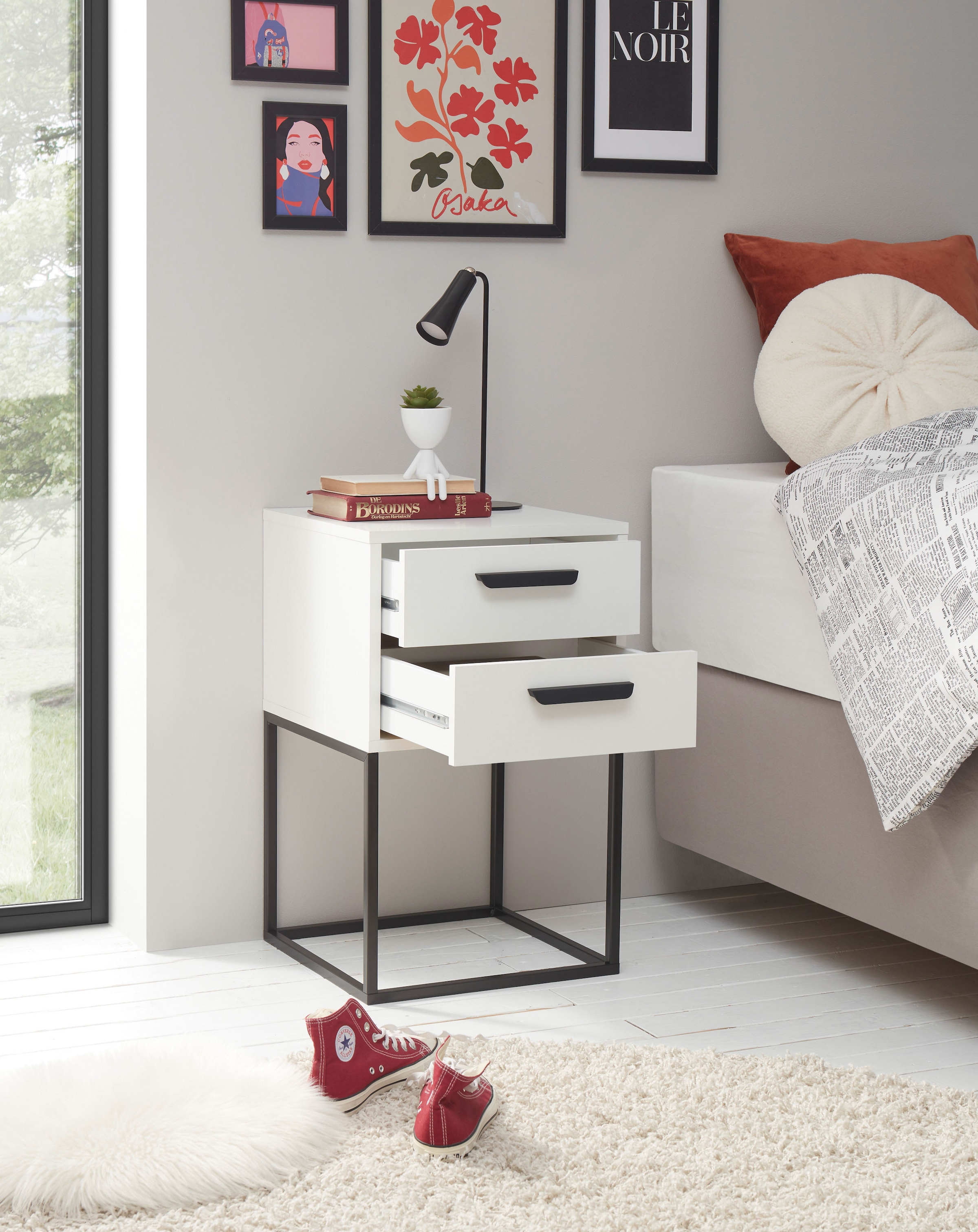 Schlafkontor Table de nuit »Suna Kommode, Nachttisch, Nachtschrank« auf Metallgestell