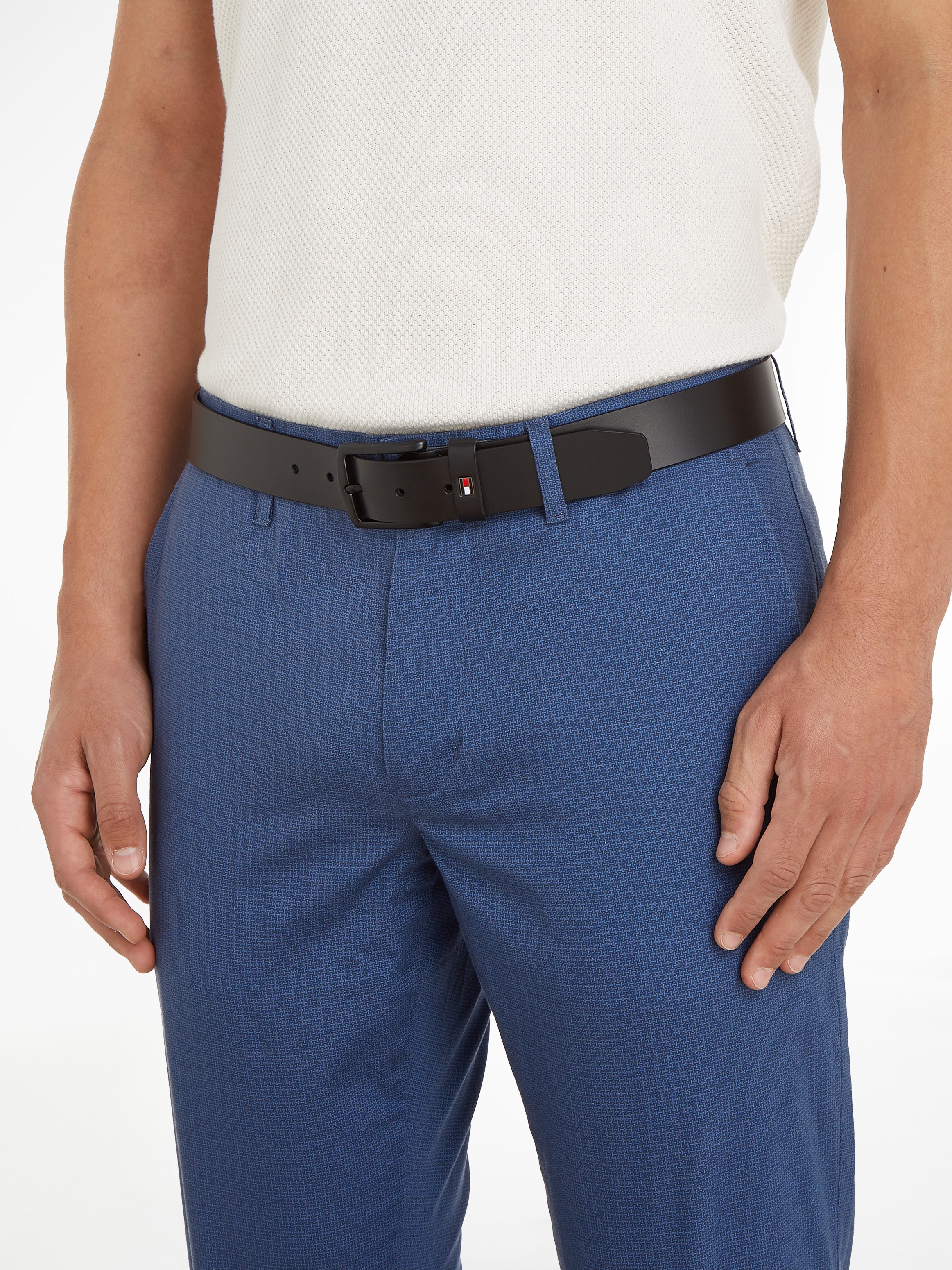 Tommy Hilfiger Ledergürtel "Denton Matte 3,5 cm breit" mit mattschwarzer Schnalle