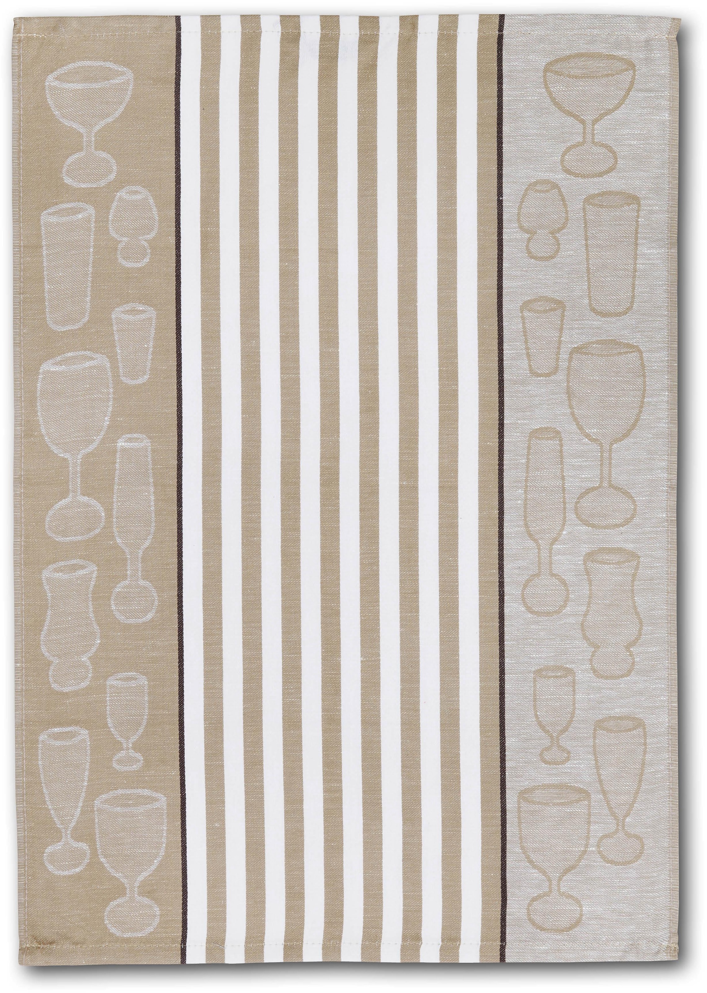 Dyckhoff Geschirrtuch »Gläser / Halbleinen«, (Set, 10 tlg.), mit Gläser & Streifen Motiv, Masse je Tuch ca. 50x70 cm