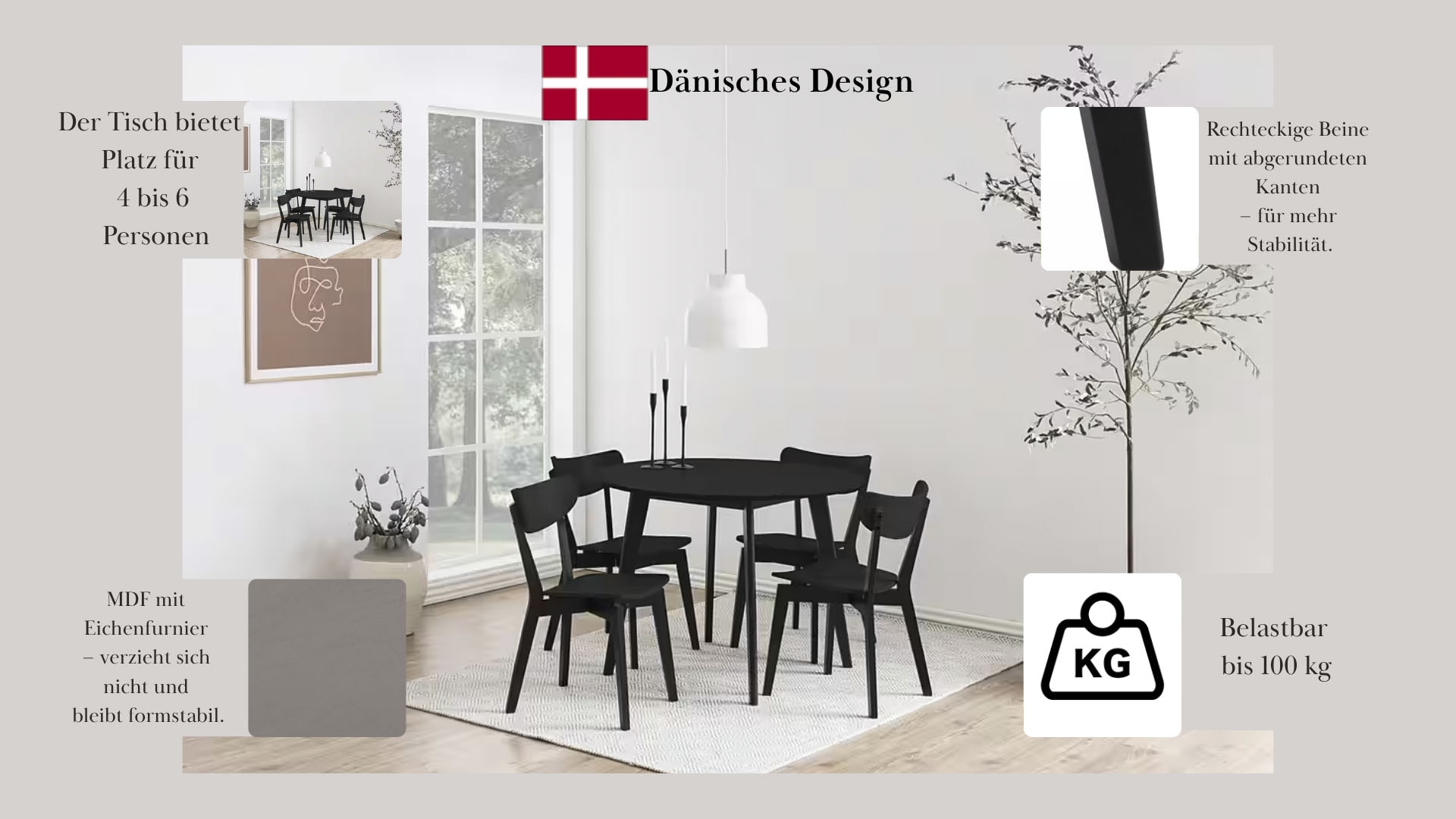 ACTONA GROUP Esstisch »Roxby rund Ø105 – kompakt, robust & pflegeleicht, zeitloses Design« Küchentisch, OTTOs Choice, 1 Stk. tlg. Roxby Esstisch rund, mit Eiche Furnier Ø 105 cm